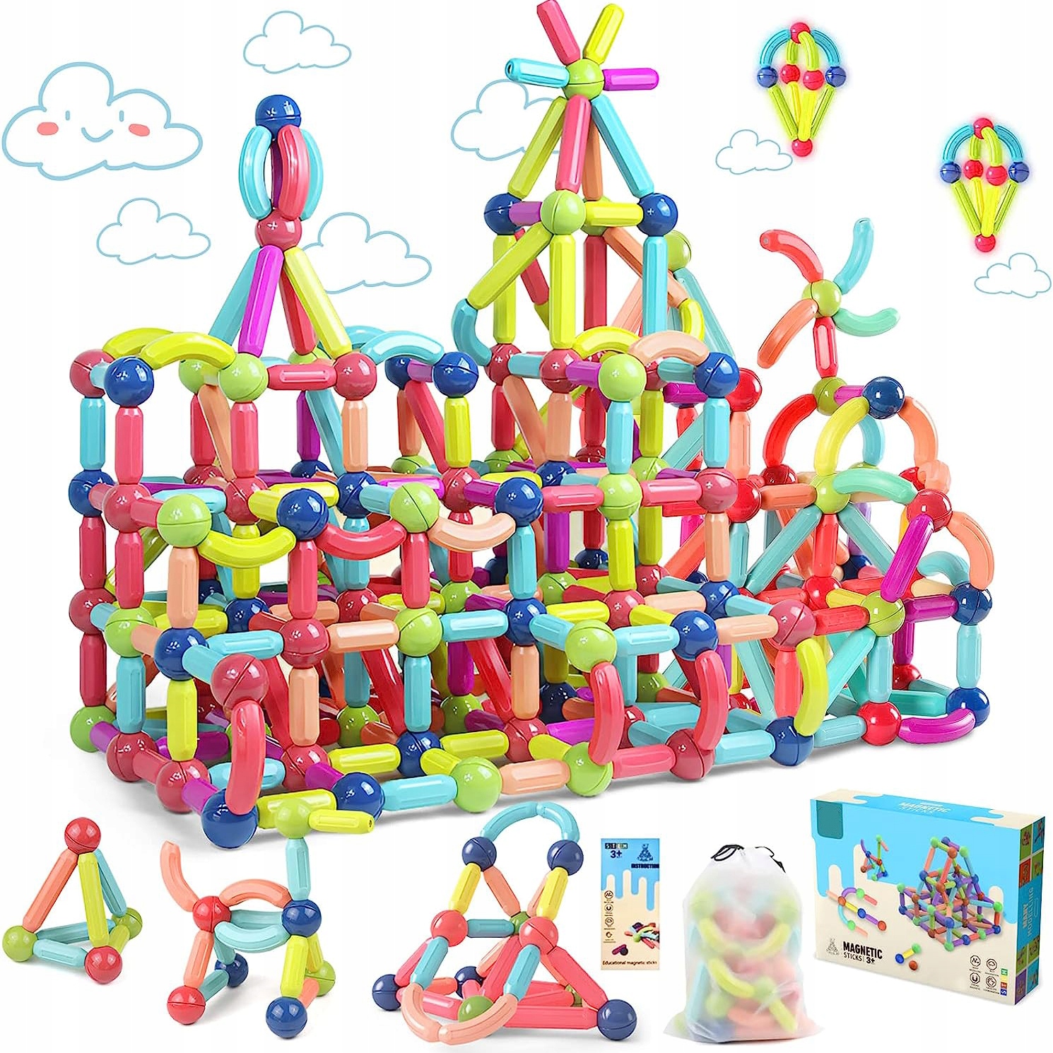 DUŻE KLOCKI MAGNETYCZNE KONSTRUKCYJNE XXL 84 elem