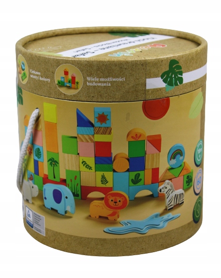 Klocki drewniane Elefun Pierwsze klocki wiaderko Marka Elefun