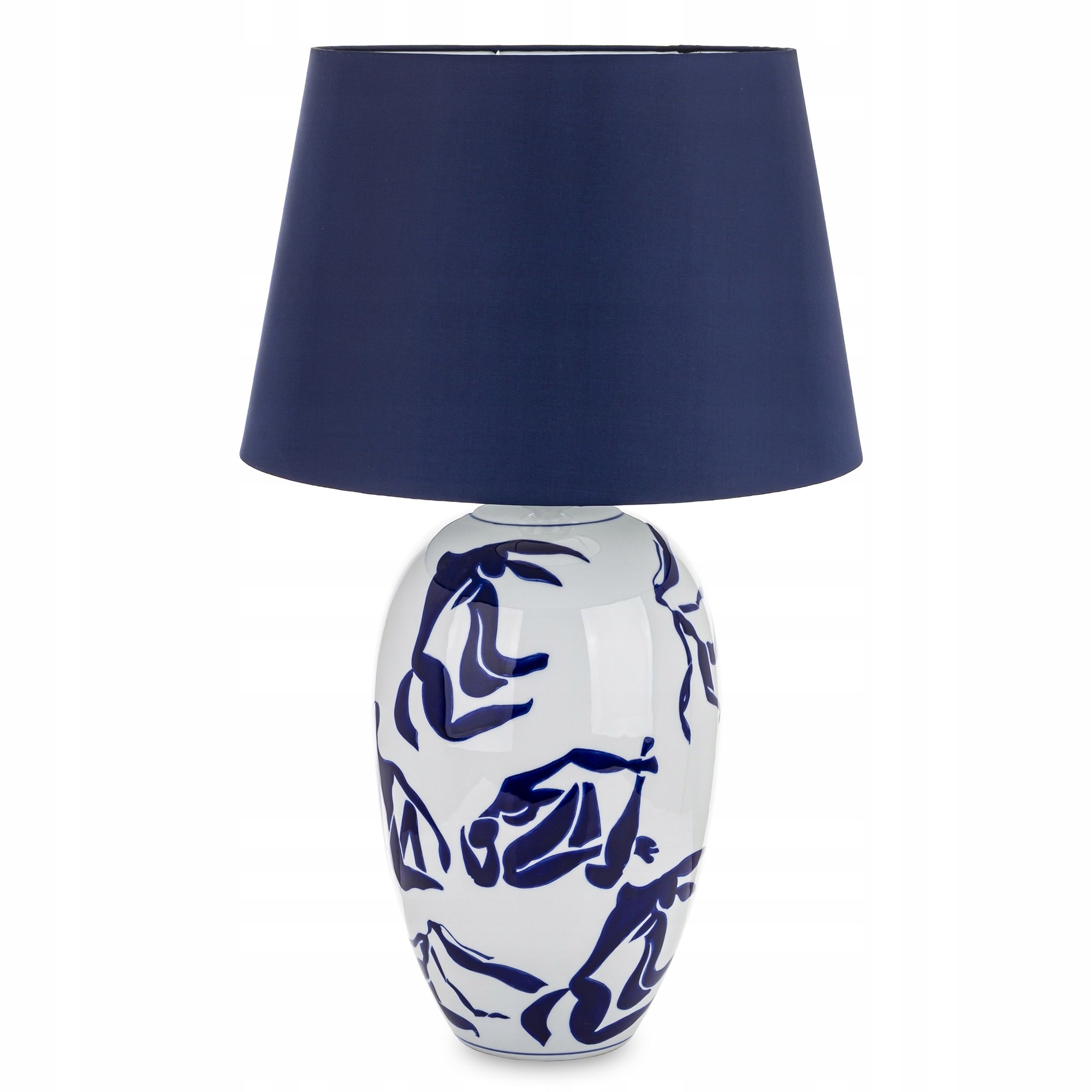 Lampa ceramiczna Lampa Z Kloszem Iicz. ceramika, tkanina biały, niebieski