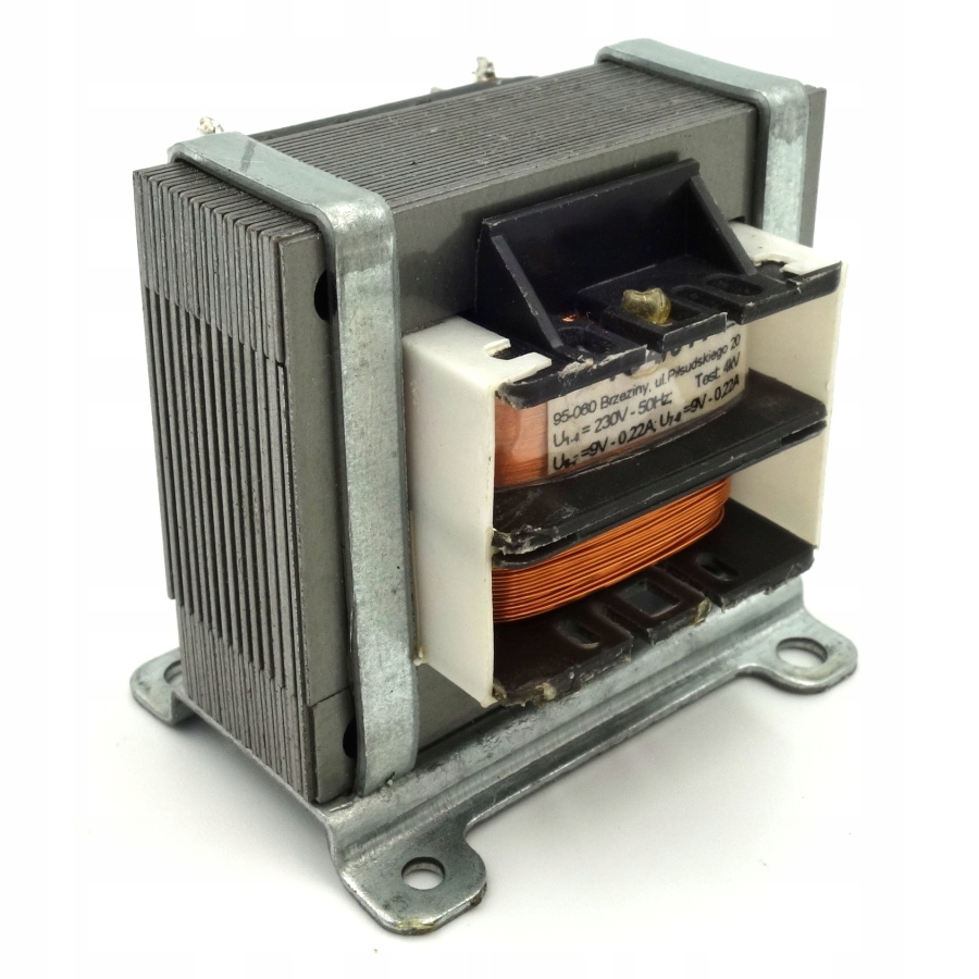 Transformator sieciowy trafo Ts 4/011 2x 9V 0,22A Indel z mocowaniem