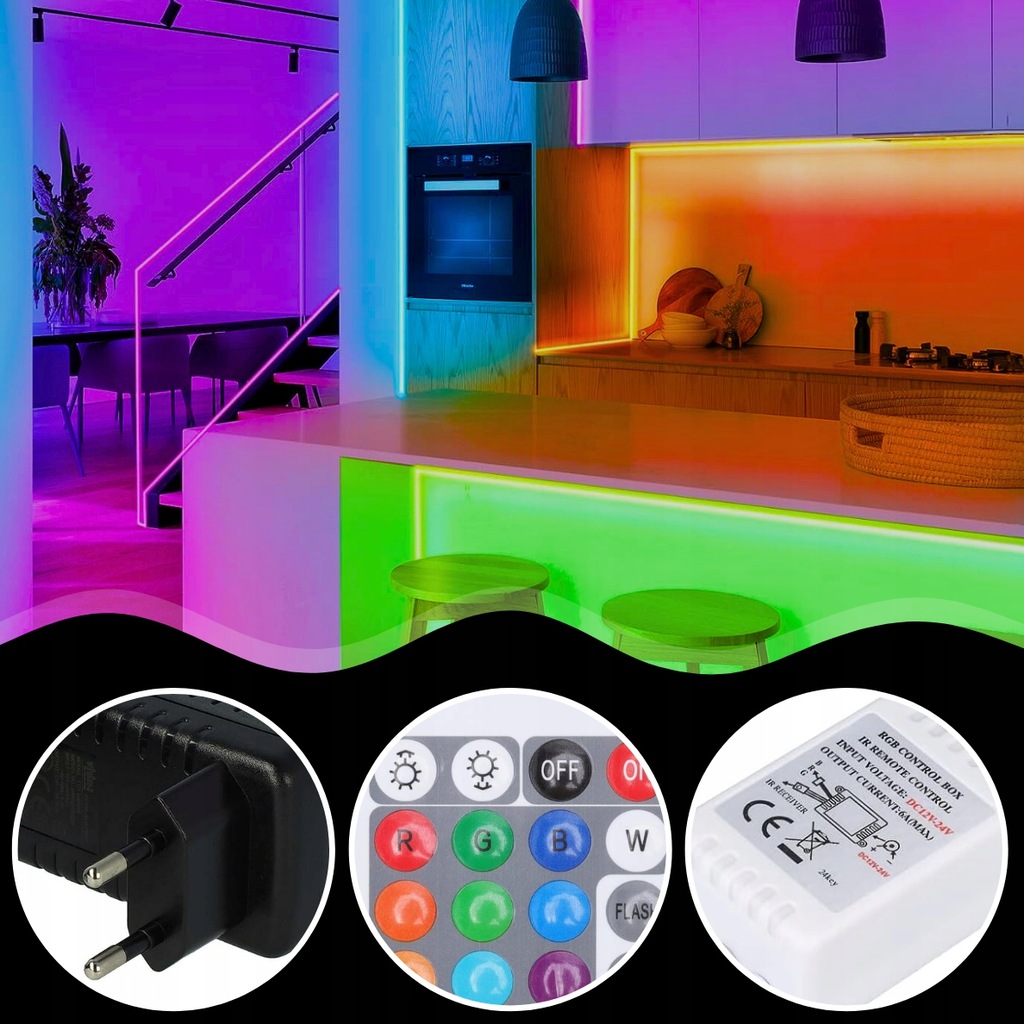 Taśma LED 5M RGB 5050 Bluetooth APLIKACJA MOBILNA PILOT MUZYKA ZESTAW 5V Marka bez marki