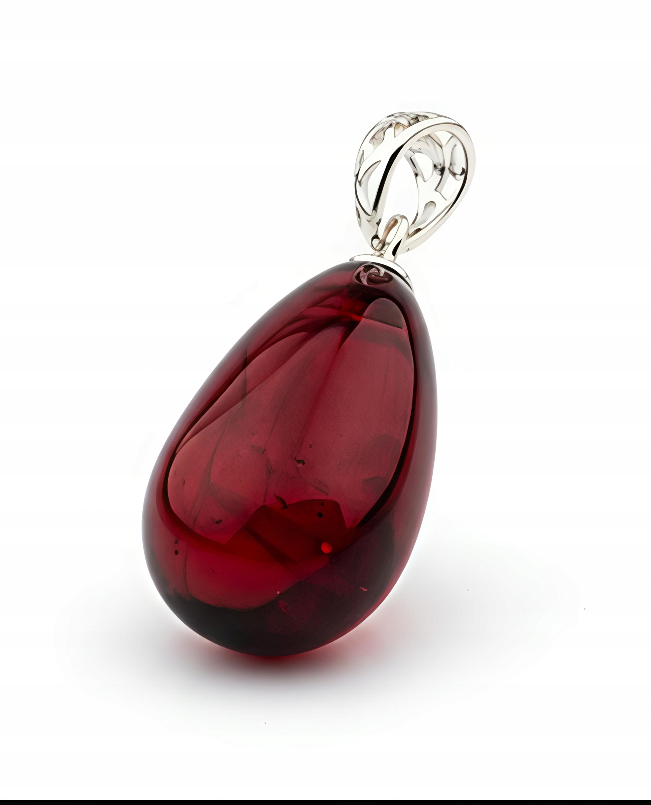 Přívěsek přívěsek červený jantar slza stříbro