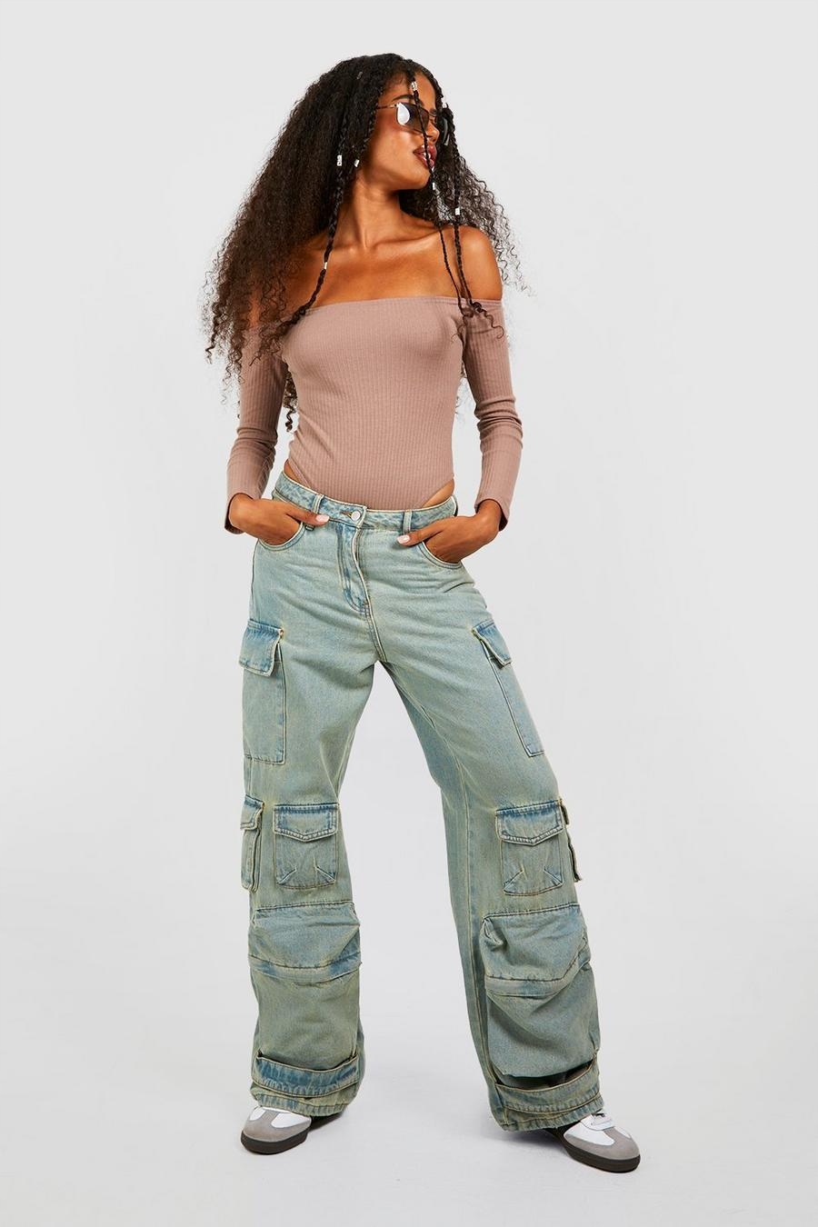 KC54309 *BOOHOO PRĄŻKOWANE BODY ODKRYTE RAMIONA DŁUGI RĘKAW XL