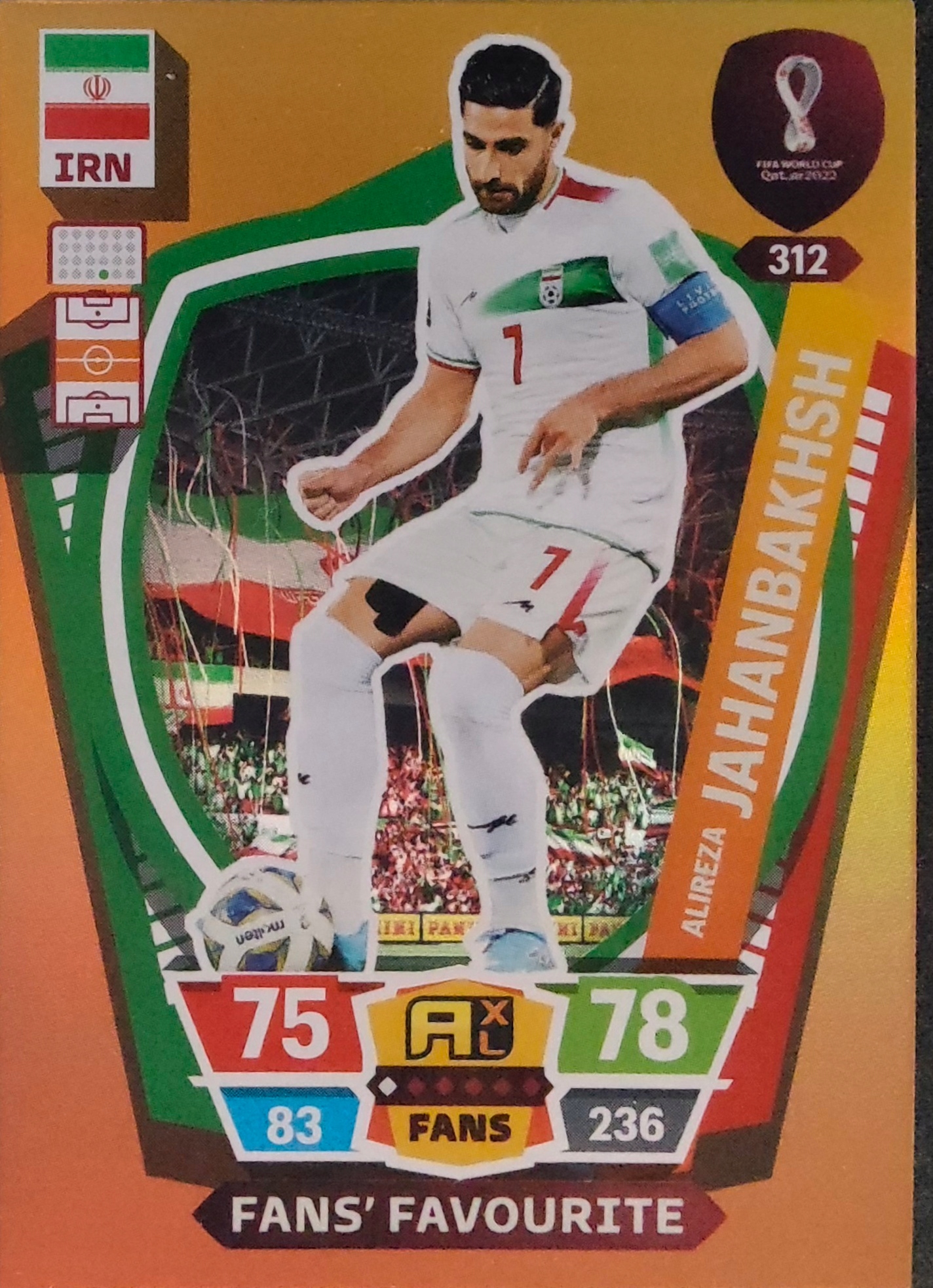 Panini World Cup Qatar 2022 Fans’ Favourite 312 Alireza Jahanbakhsh Iran