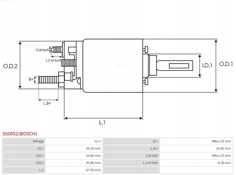 AUTOMAT WŁĄCZNIK ELEKTROMAGNETYCZNY ROZRUSZNIKA Numer katalogowy części SS0052(BOSCH)