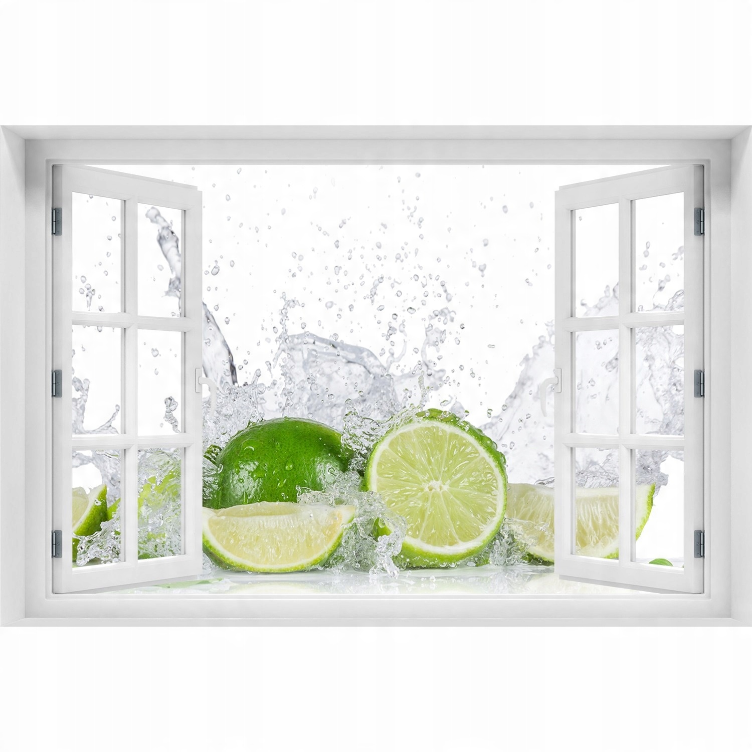 

3D Okno Naklejka ścienna Limonki i woda 150x100
