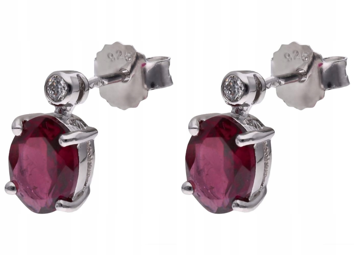 Stříbrné náušnice Ag 925 Rodolit a diamant CVD-3338-E-ROD