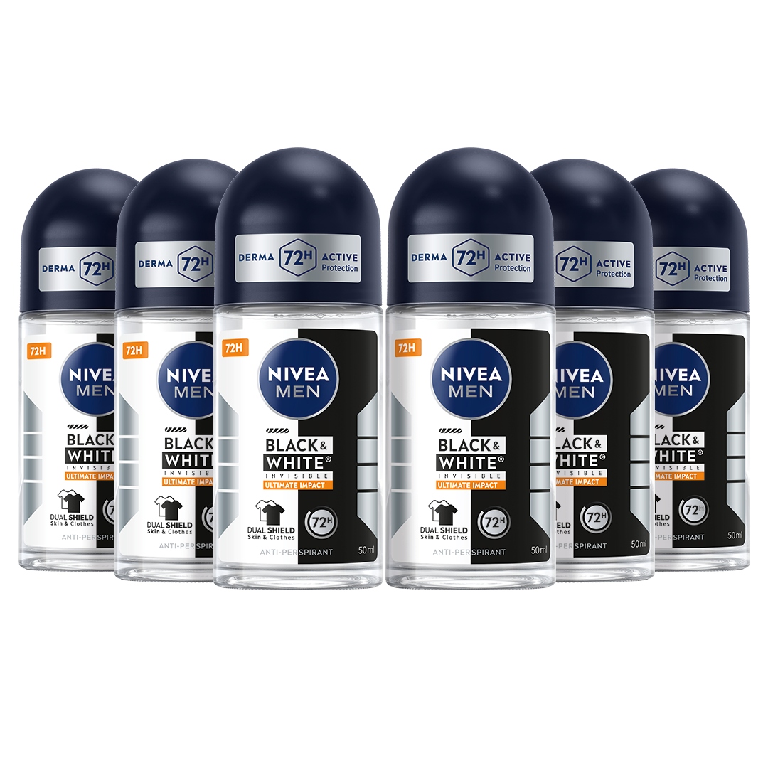 Nivea Men Black White Pánský kuličkový antiperspirant pod pažemi 50 ml x 6 ks