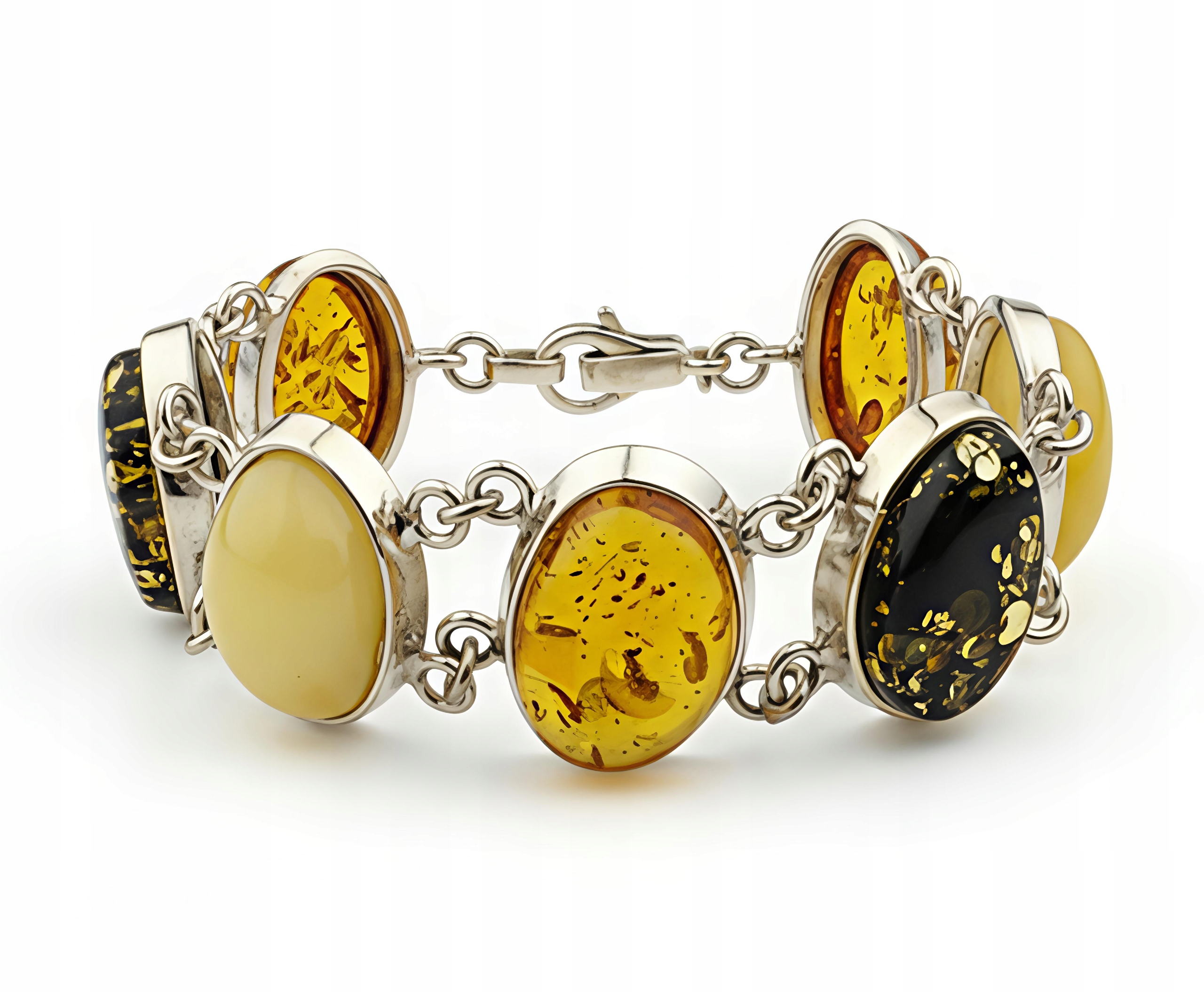 Velký segmentový barevný náramek z jantarového stříbro