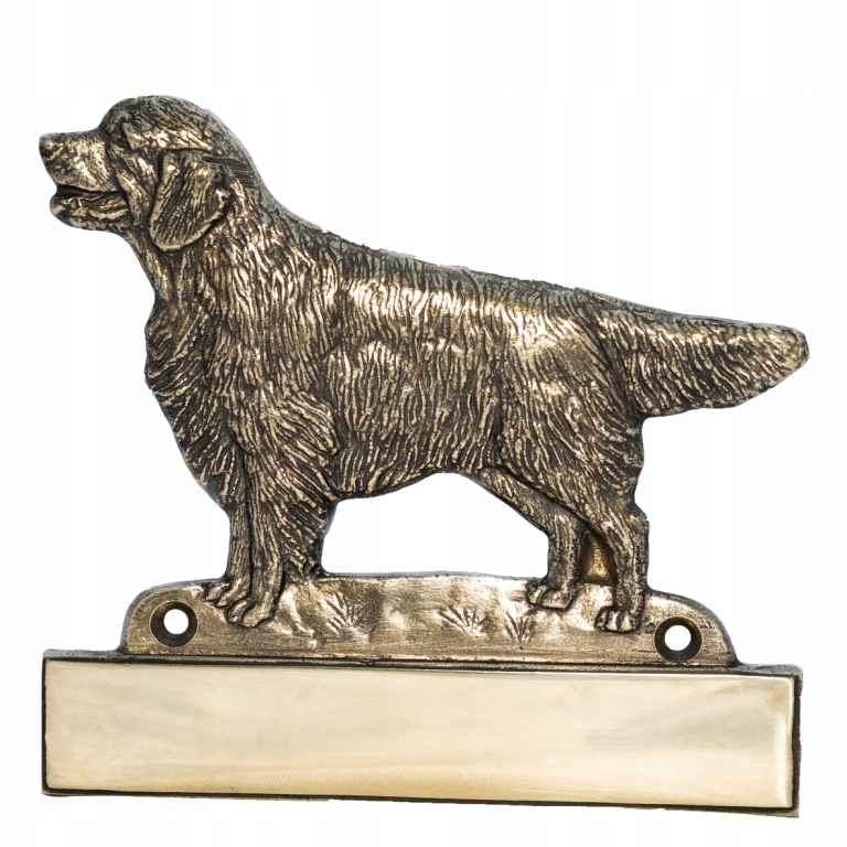Zlatý mosadzný retriever tabuľa na dvere so psom, gravírovaný štítok