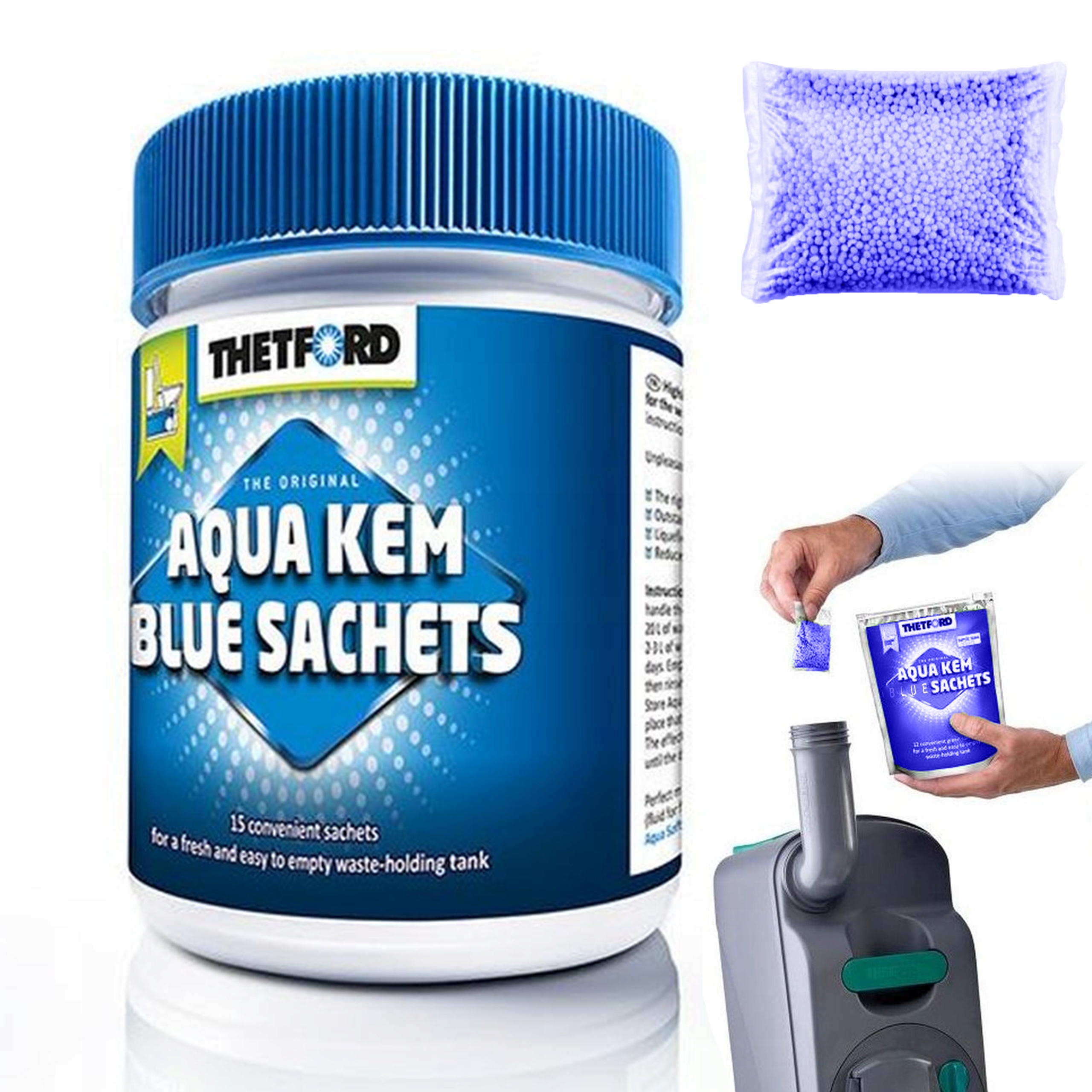 SASZETKI TABLETKI DO TOALET TURYSTYCZNYCH KAMPERÓW THETFORD 15szt BLUE Marka Thetford