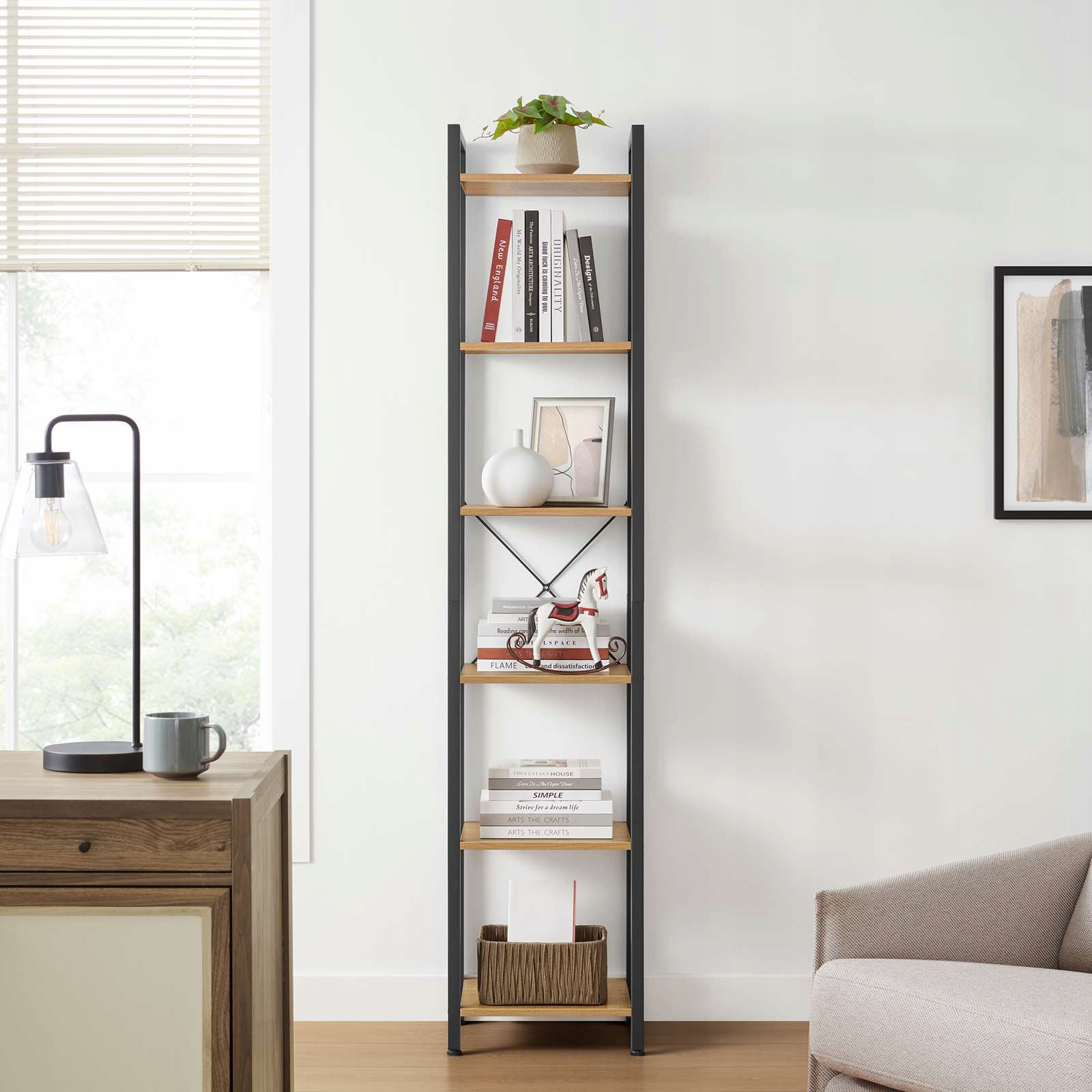 REGAŁ na książki BIBLIOTECZKA łazienkowy SZAFKA wąski regalik półki salon Wysokość mebla 187.5 cm