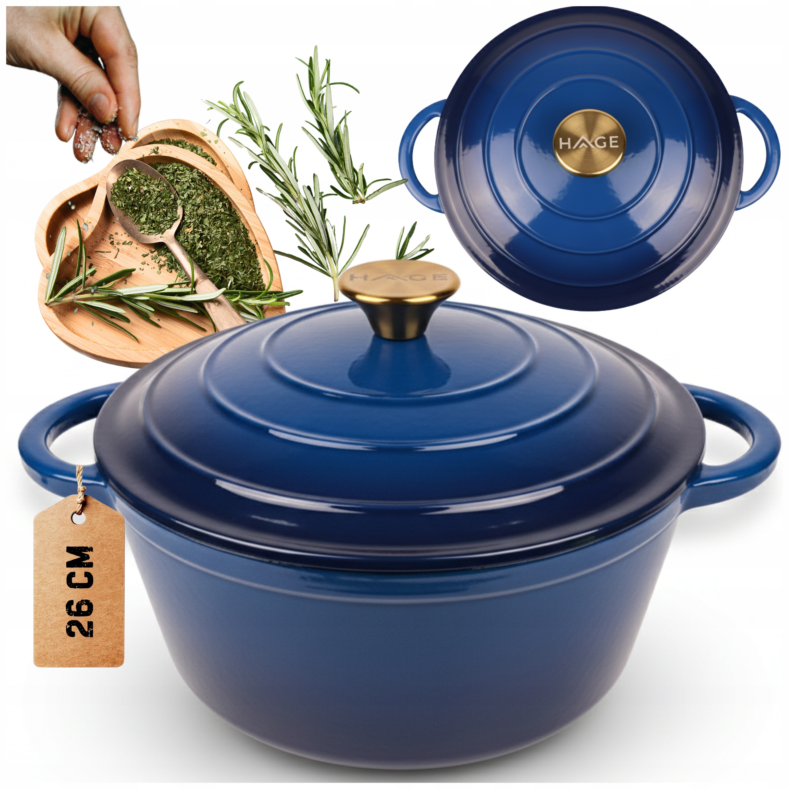 Hrnec 5 L Smaltovaná Poklice Modrý Plyn/indukce Trouba 26 CM