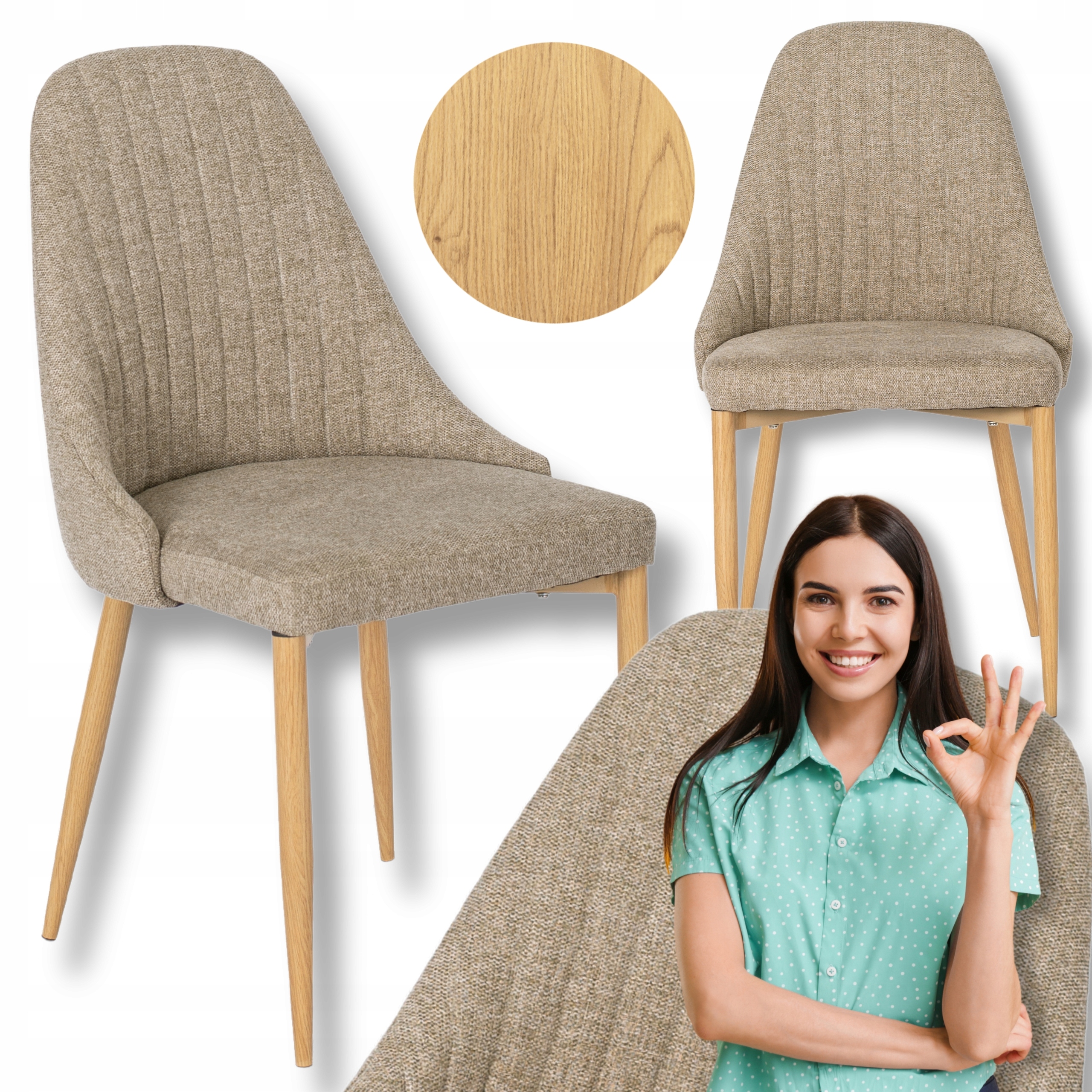 Čalouněná skandinávská židle do obývacího pokoje Jídelny Torino Béžová