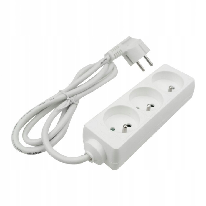 PRZEDŁUŻACZ 3 GNIAZDA Z/U 13A 230V 1,5m BIAŁY
