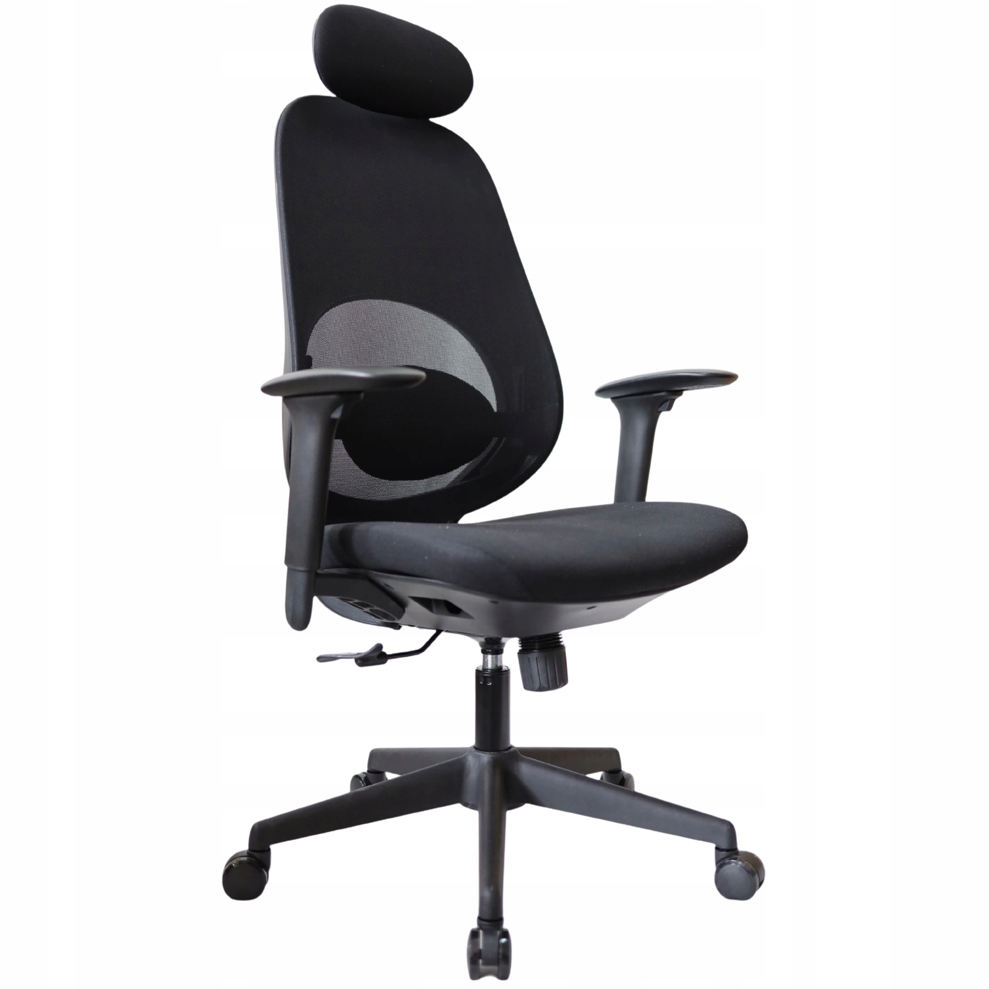 Ergonomické otočné křeslo černé 120 kg s nastavitelnou opěrkou hlavy pro kancelář