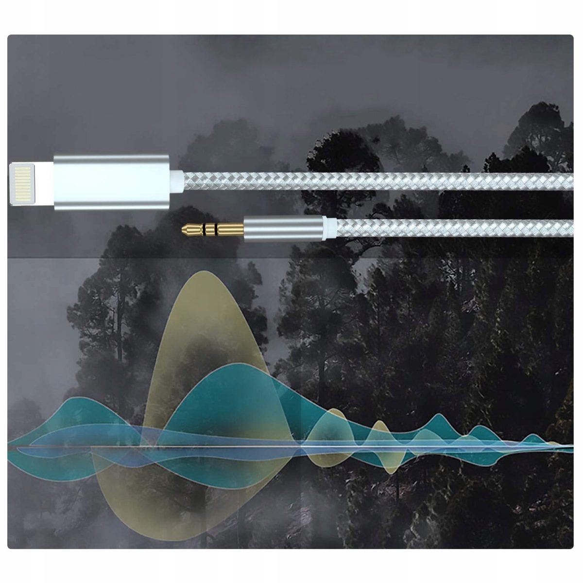 KABEL PRZEJŚCIÓWKA IPHONE do AUX JACK AUDIO SREBRO Marka Inna