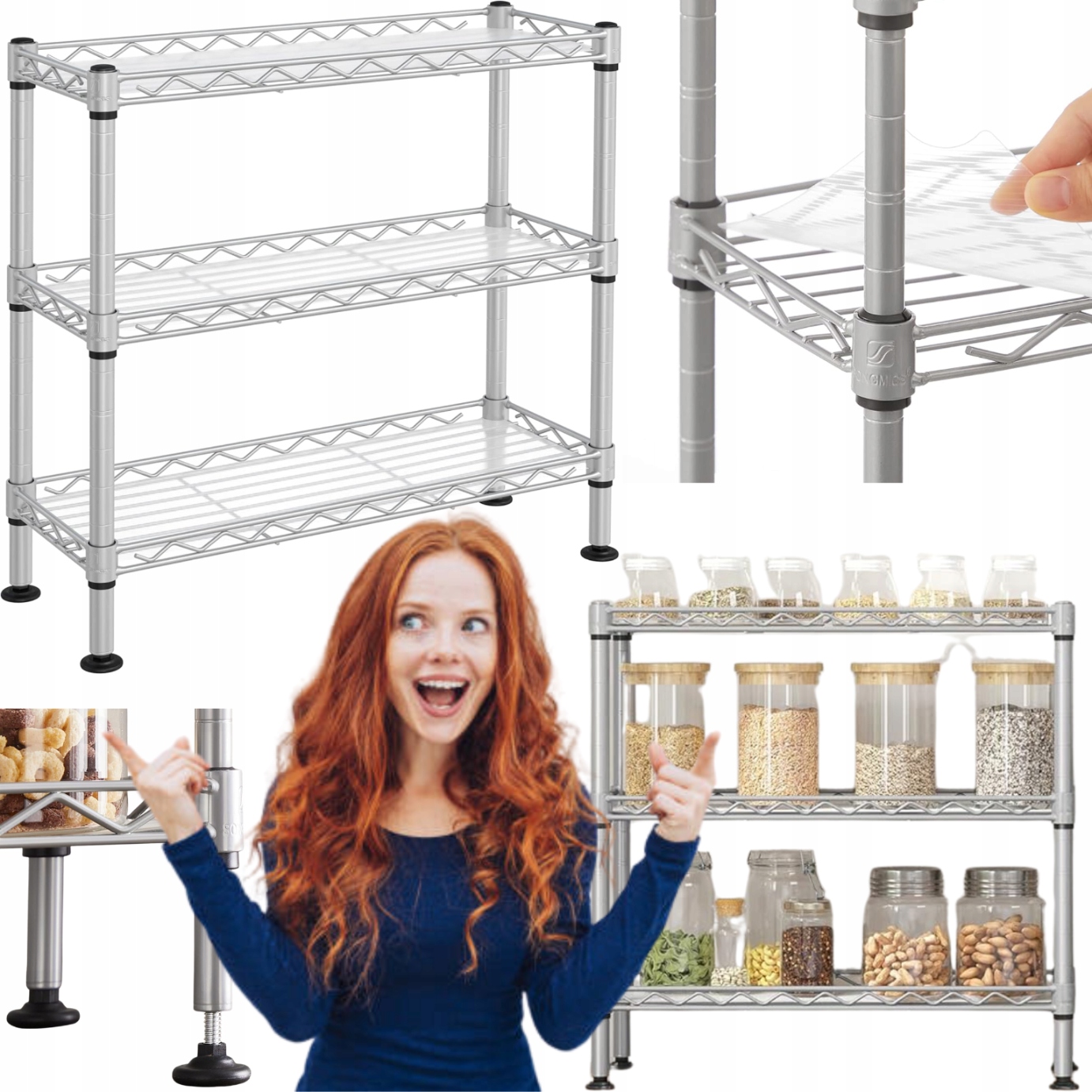 Stojan na koření Nádoby na koření 3-úrovňová kuchyňská police Nastavitelná