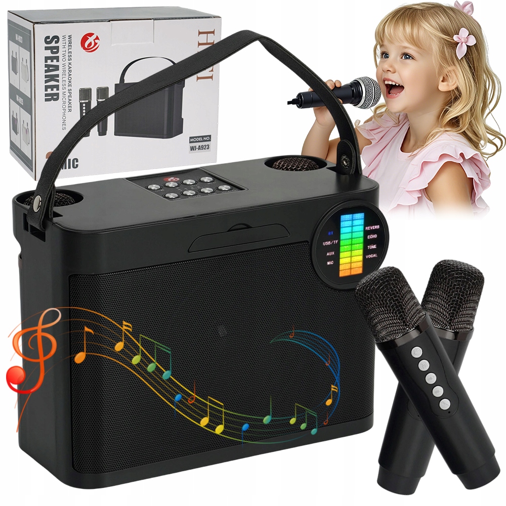 Karaoke Reproduktor Se Dvěma Bezdrátovými Mikrofony Bluetooth Dárek