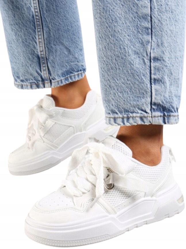 Damskie Buty Sneakersy Sportowe Adidasy Seastar na Platformie Białe r. 39