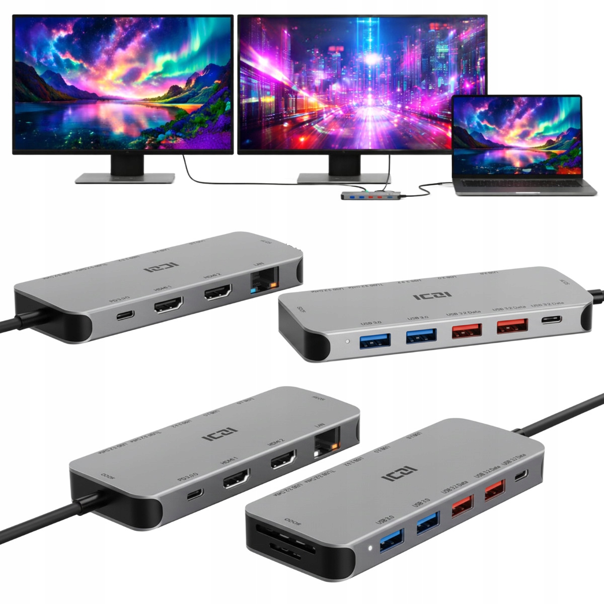 Acer Stacja dokująca Usb-c do laptopa rozszerzenie obrazu do 2 monitorów