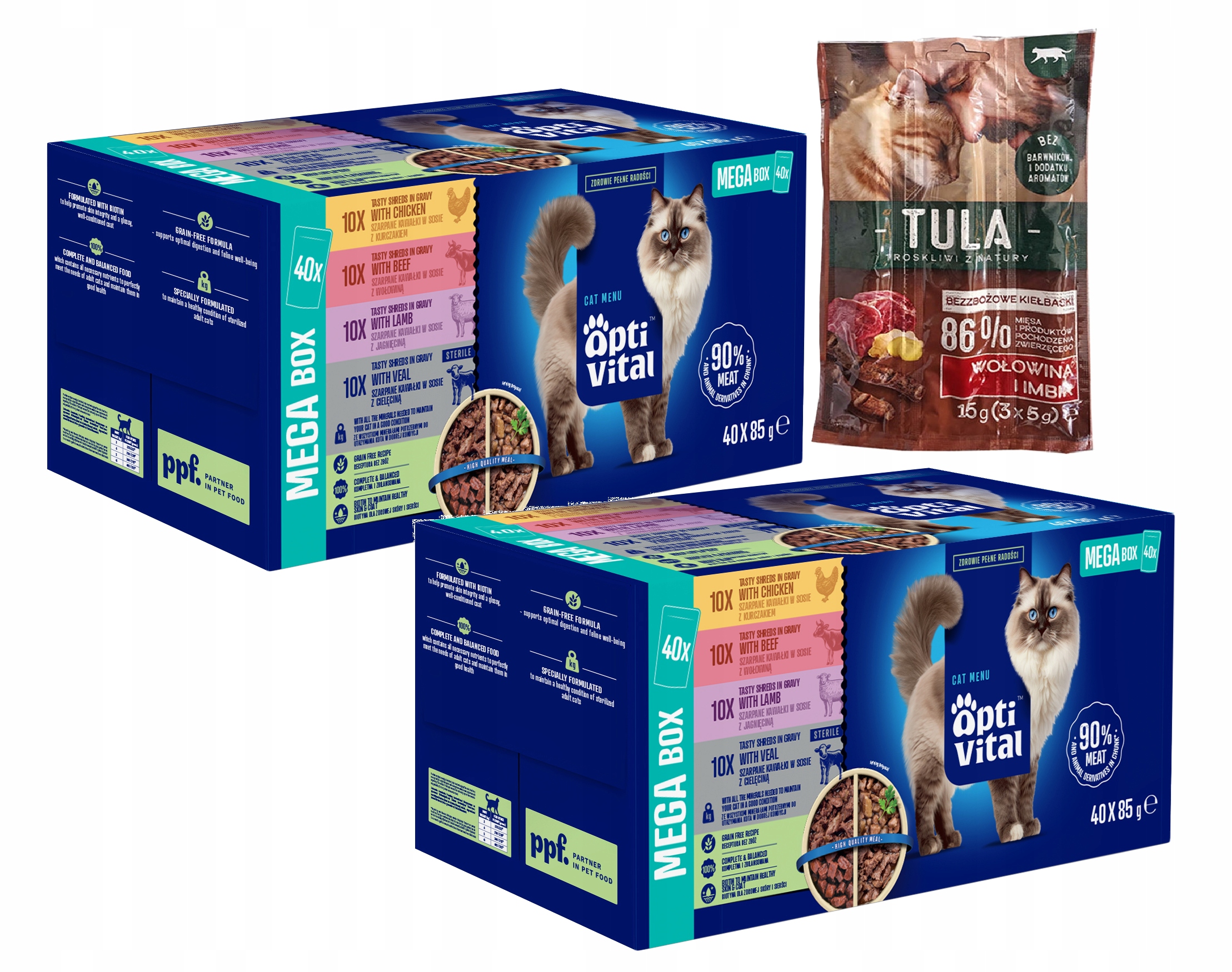 Levně Krmivo pro mokré kočky Optivital mix chutí megabox sáčky omáčka 40ks x 85g +dárek