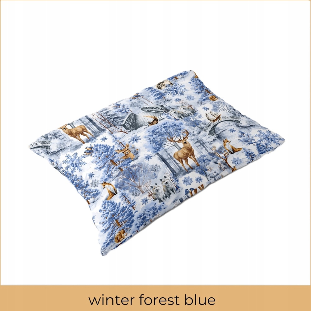 Poszewka ZIMOWA 70x80cm na poduszkę 100% bawełna, Winter Forest Blue Wymiary poduszki 70x80cm