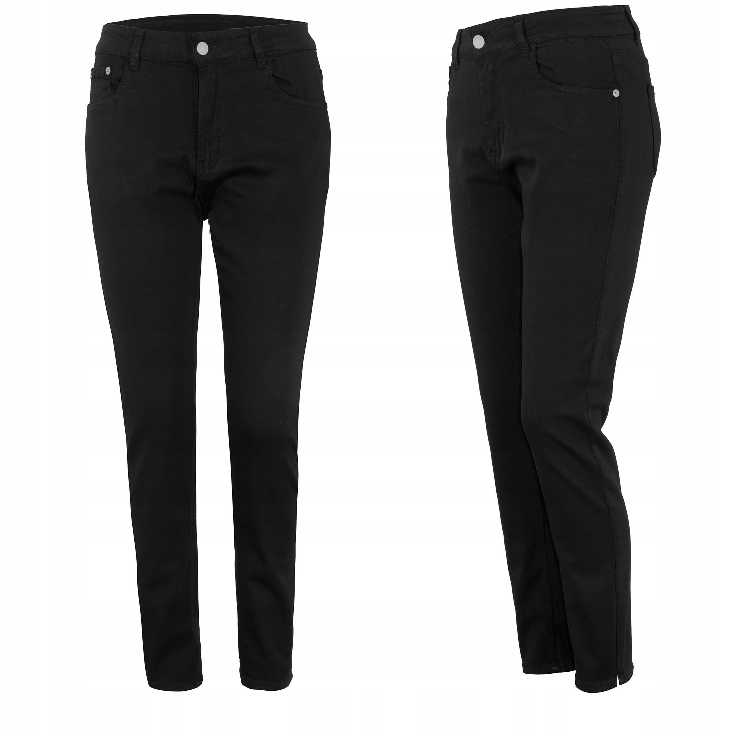 Spodnie Damskie Jeansowe 7/8 Cygaretki Zwężane Elastan 48 czarne