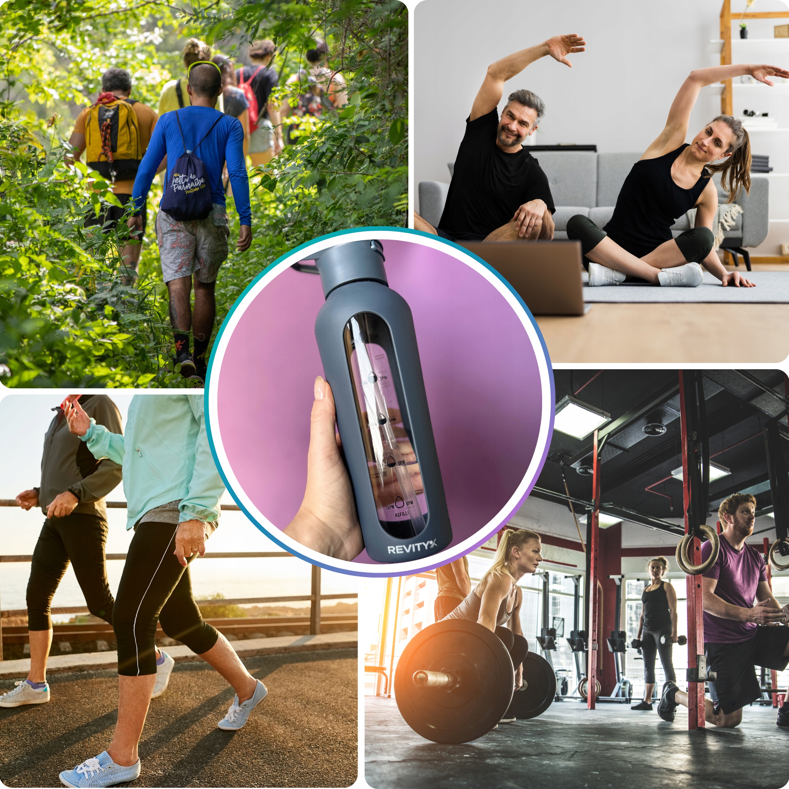 SZKLANA BUTELKA NA WODĘ BIDON SHAKER Z MIARKĄ I DZIUBKIEM SILIKONOWE ETUI Wysokość 26 cm