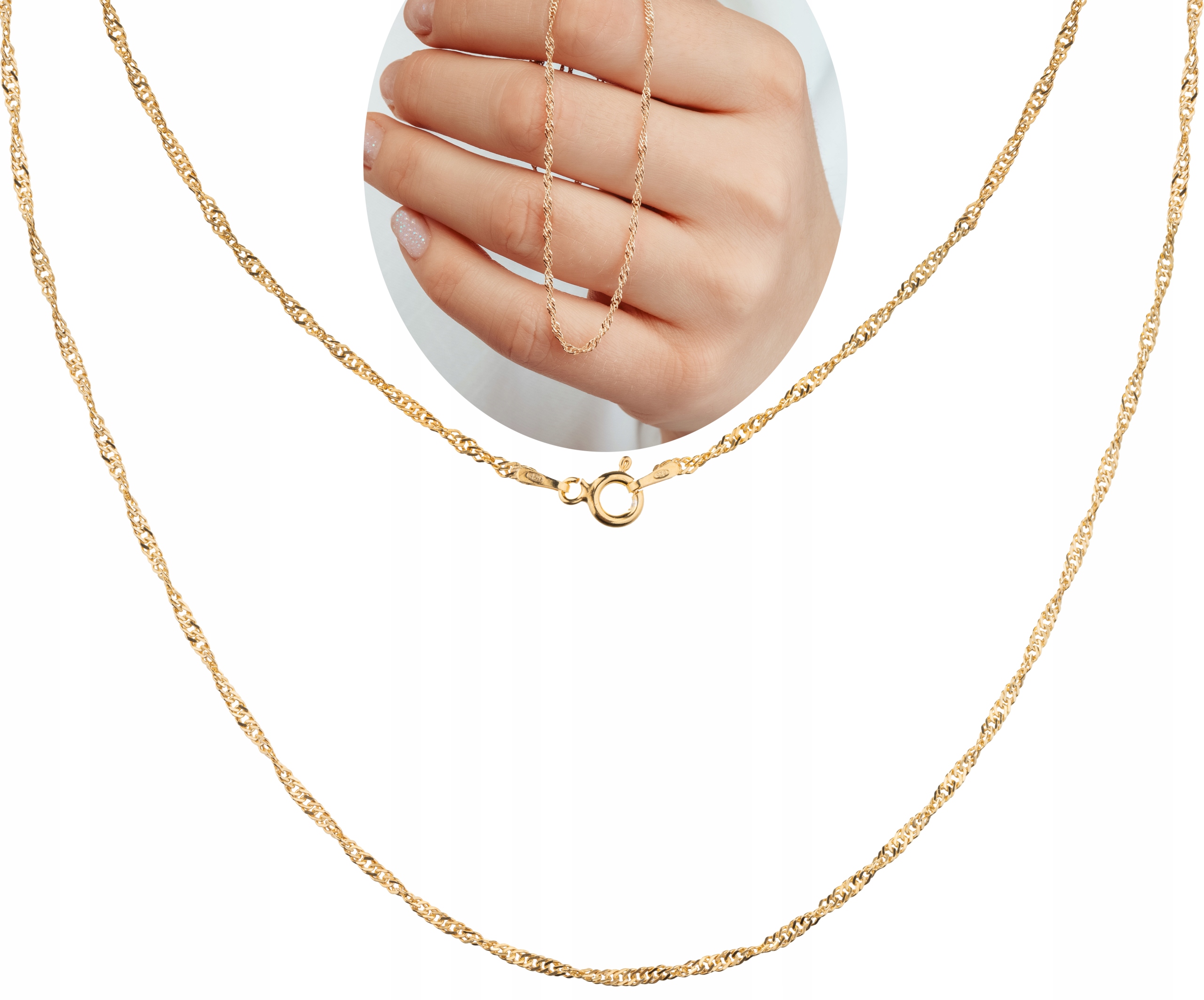 Zlatý Singapur Pro Ženu Řetízek Dámský 50 CM Pozlacený Stříbro 925