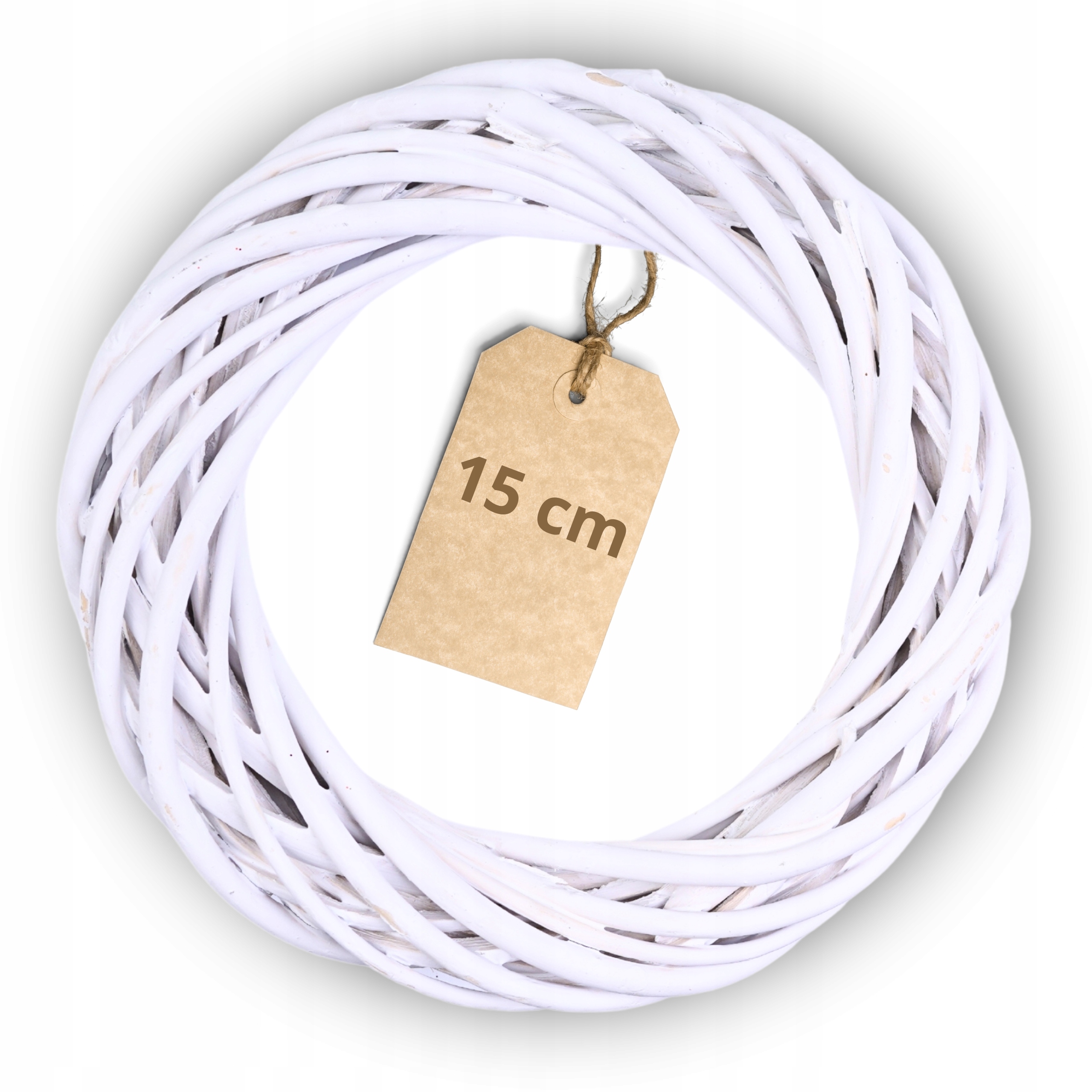 WIANEK WIKLINOWY BIAŁY OZDOBA DEKORACYJNA RING KOŁO ŚREDNICA 15CM GR. 2,5CM