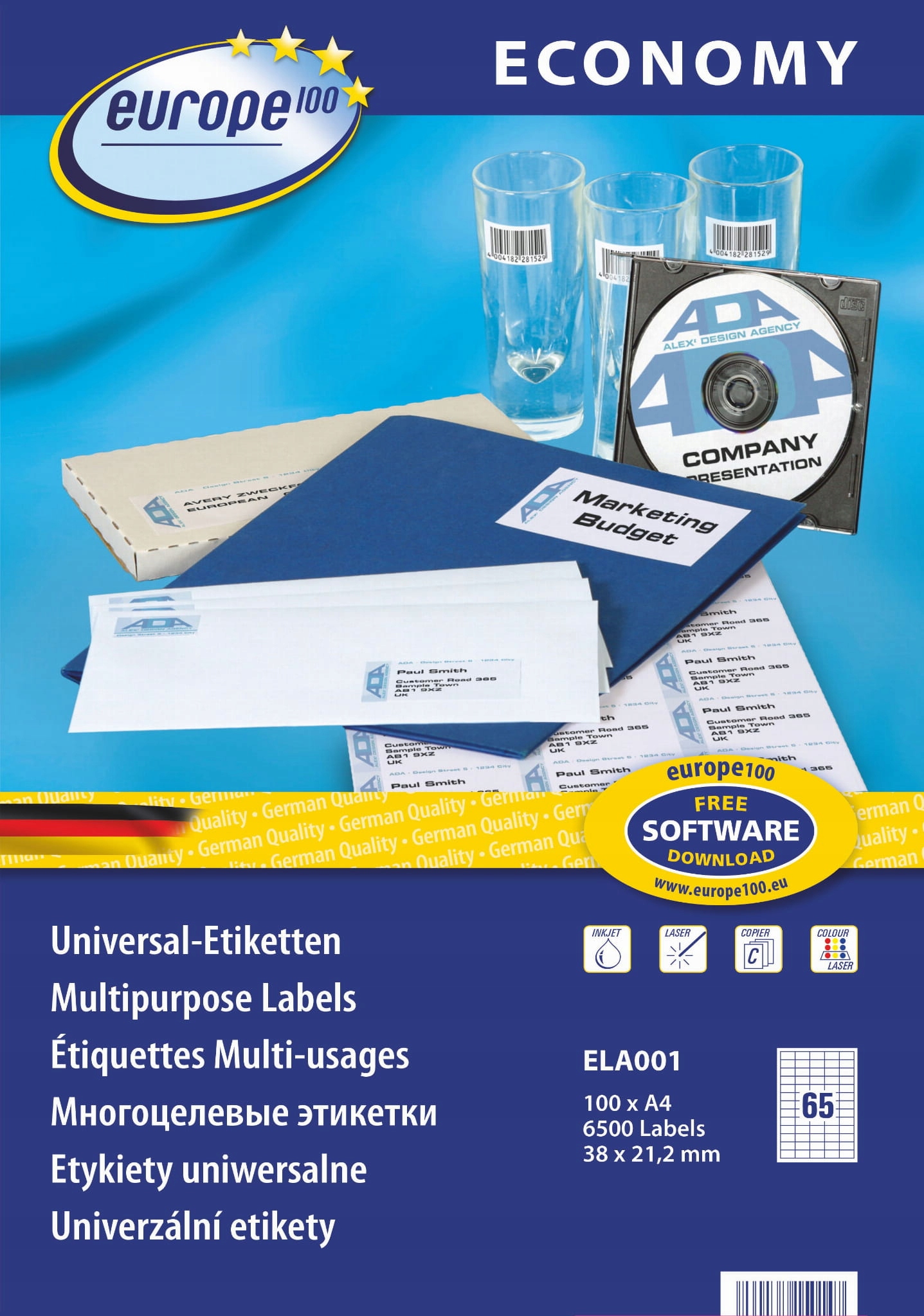 

Etykiety Avery Economy Europe 100 ELA001/EC9184
