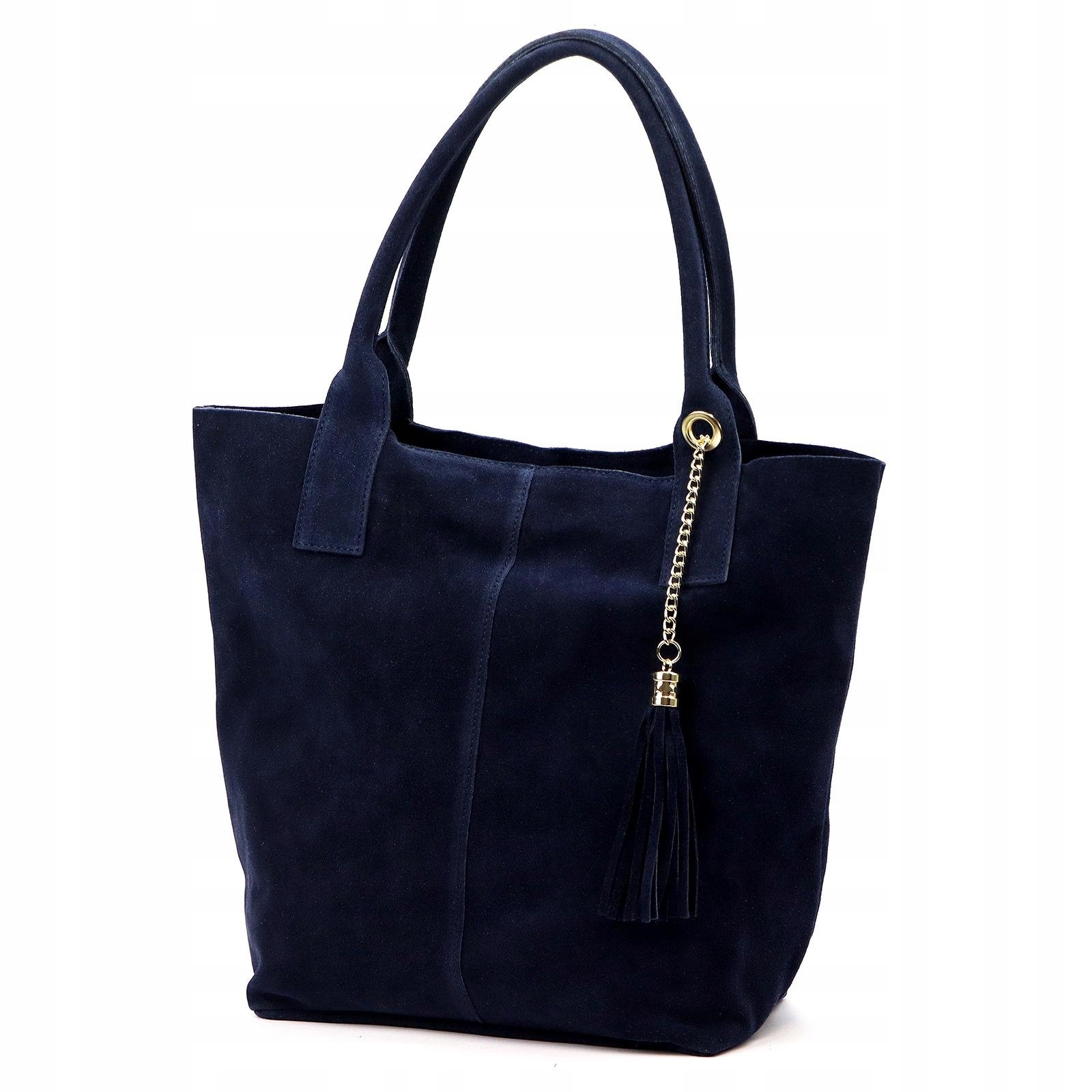 Dámská shopper kabelka z semišové kůže modrá A4 Luka