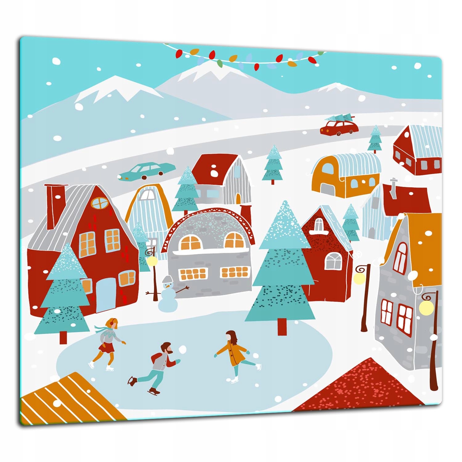 Skleněná Ochranná Deska Panel Lepidlo 65x60 Zima