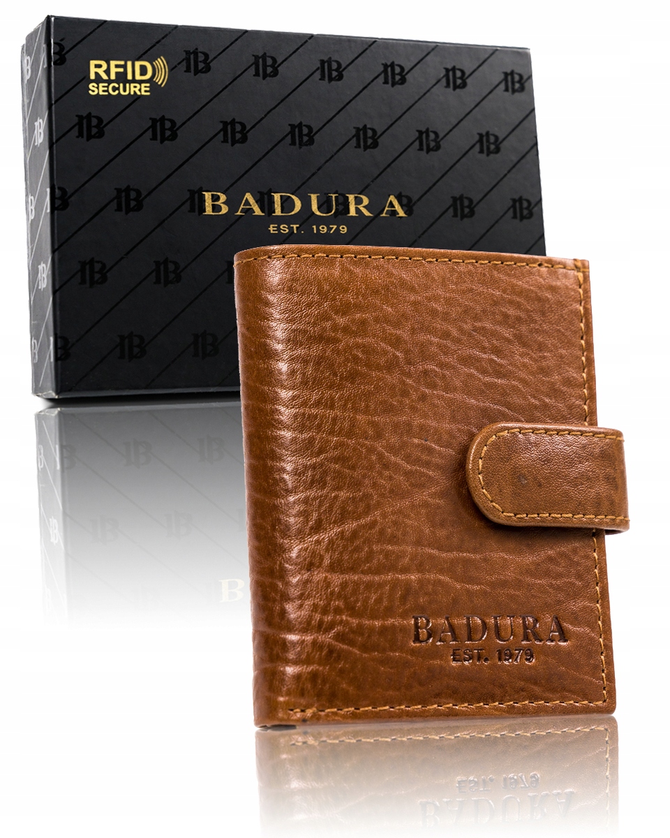 

Jasnobrązowe etui na karty skóra naturalna Badura