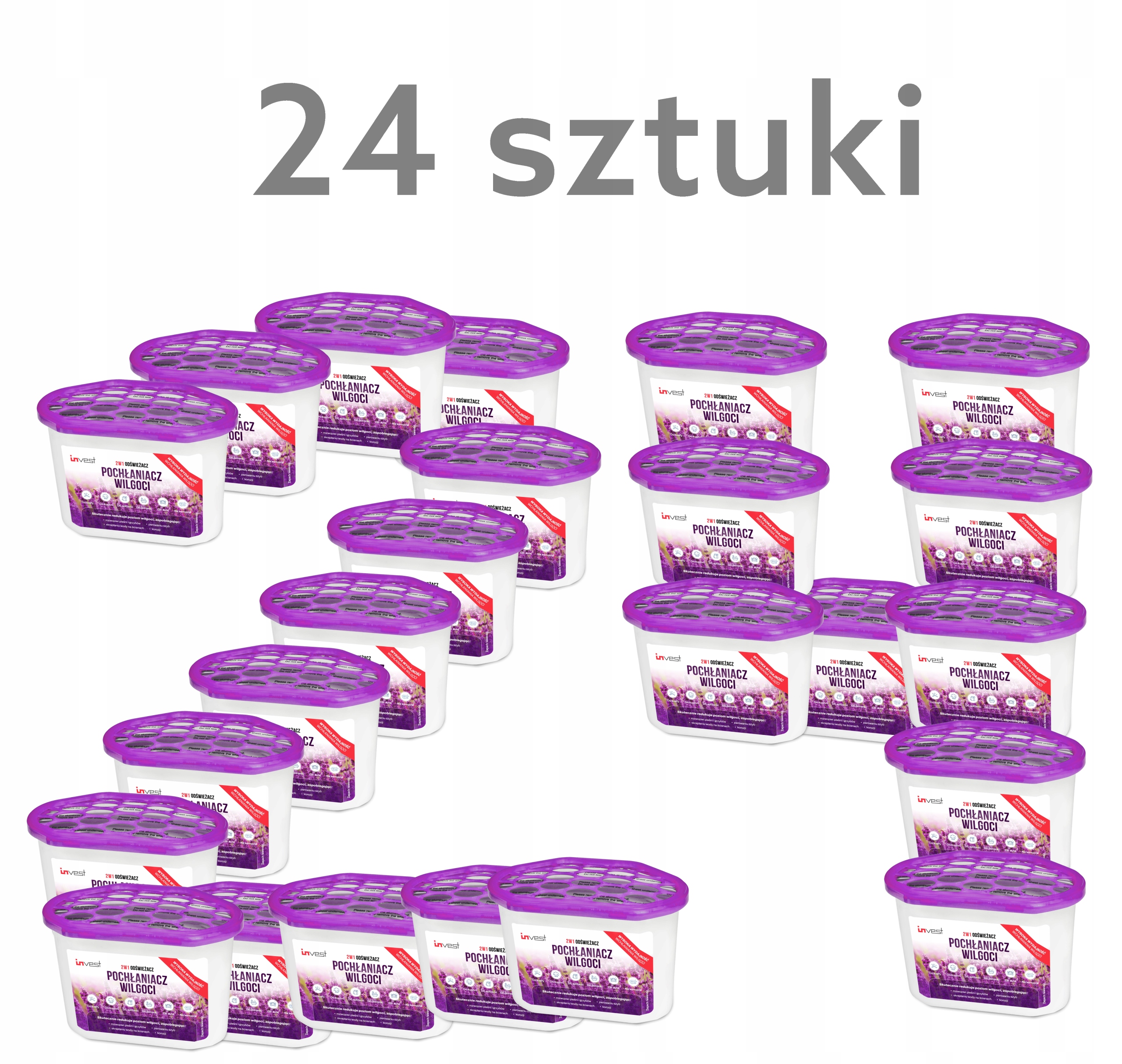 Pohlcovač vlhkosti 230g 24ks náhradní odvlhčovač vzduchu levandulový