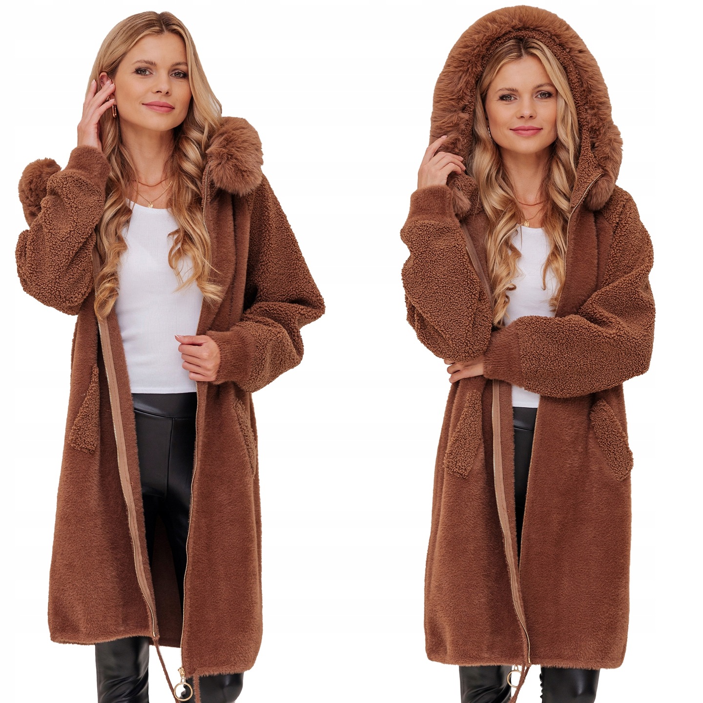 Dlouhá Teplá Alpaka S Beránkem Kabát S Vlnou Teplá Alpaki S Kapucí