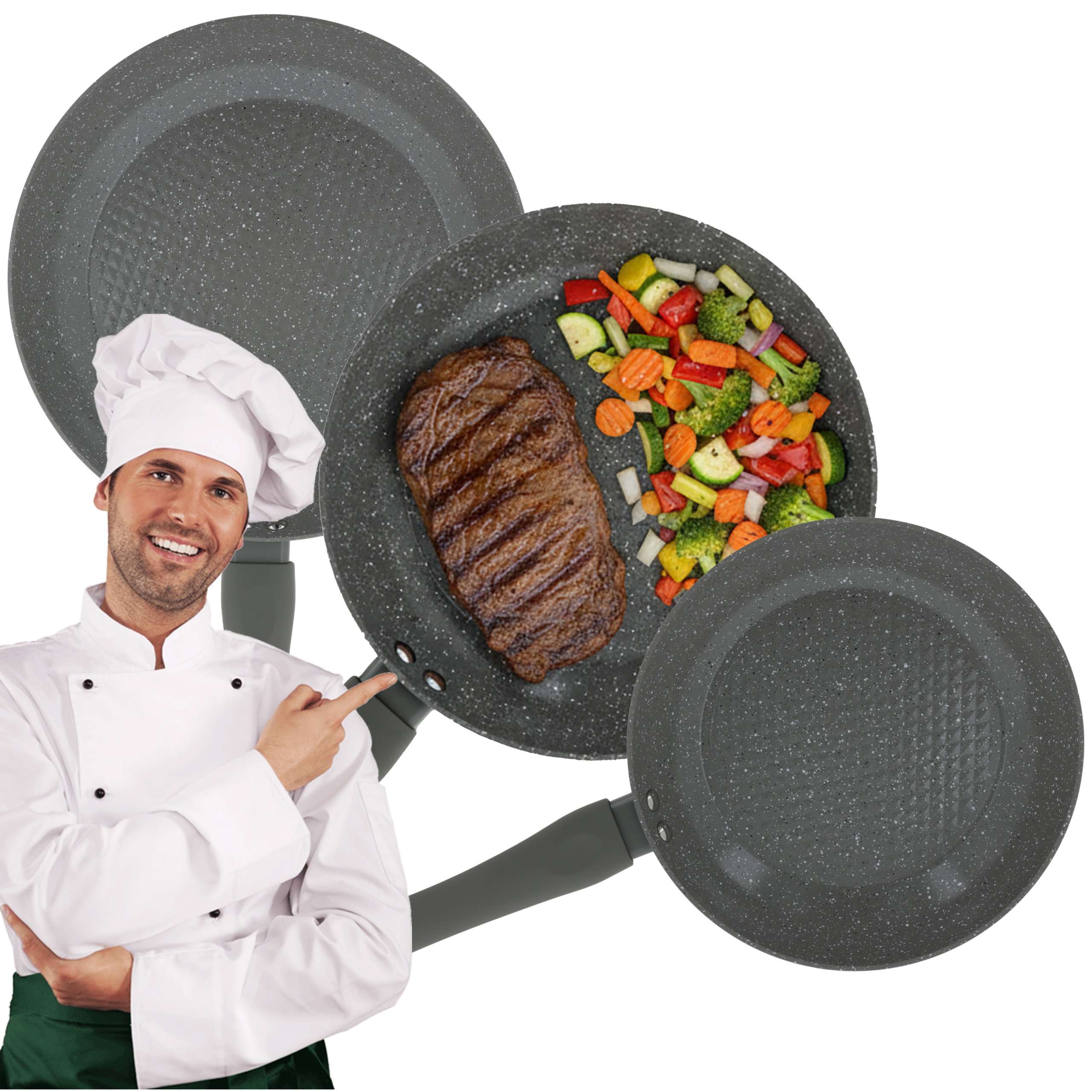 Sada Tradičních Keramických Indukčních Pánví 24/26/28 CM Velio Gaz 3KS