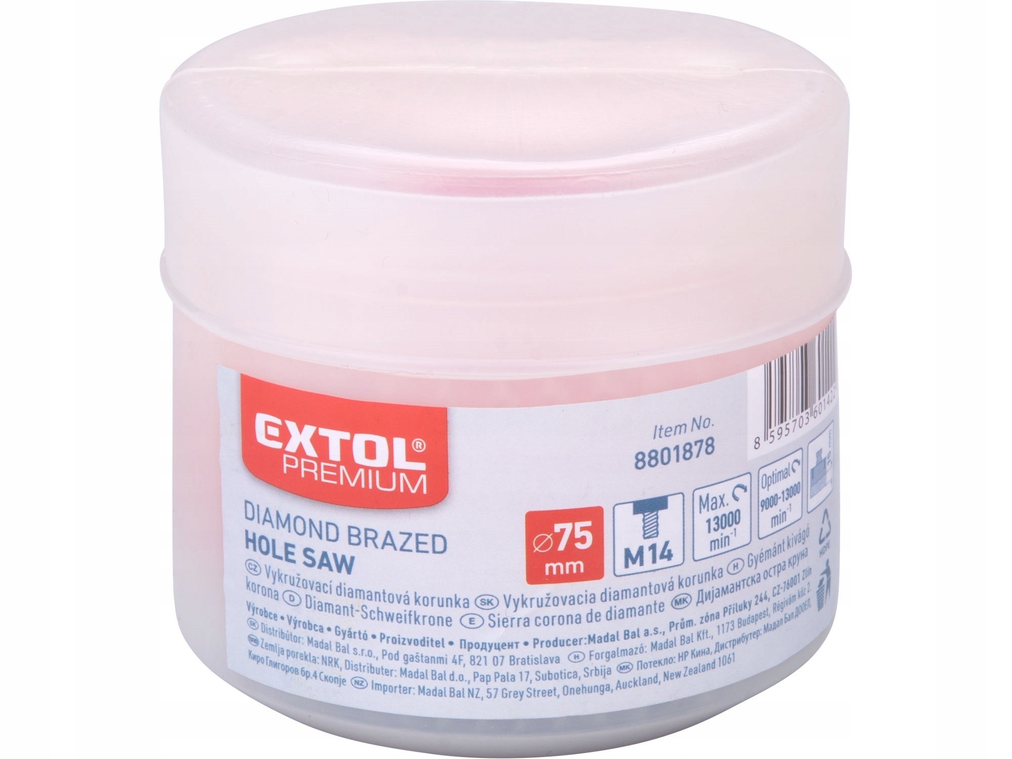 OTWORNICA DIAMENTOWA KORONKA WIERTŁO 75mm M14 DO GRESU PŁYTEK GLAZURY Marka Extol Premium