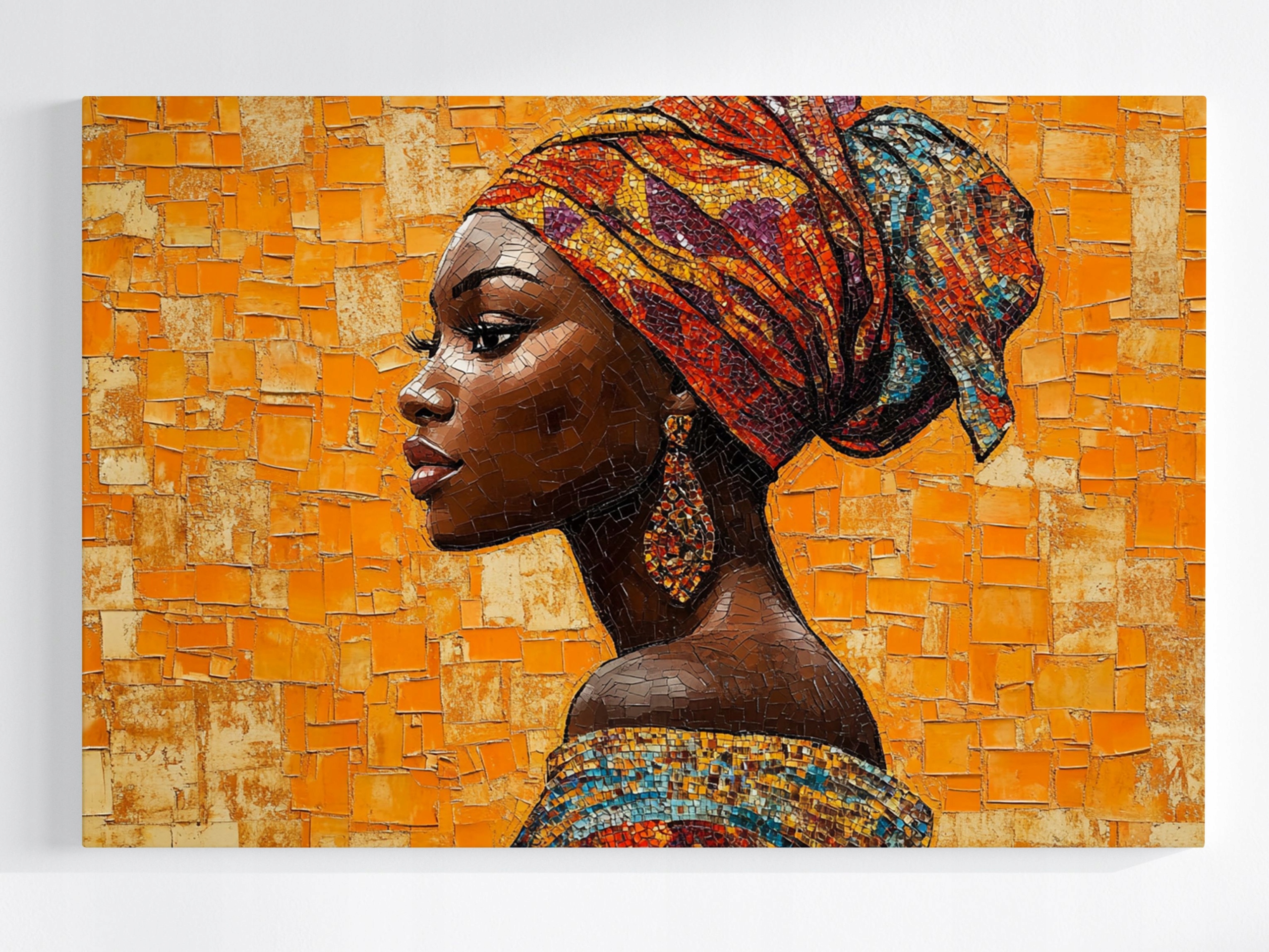 Obraz Na Plátně Canvas Portrét Profil Žena Afričanka Mozaika 120x80