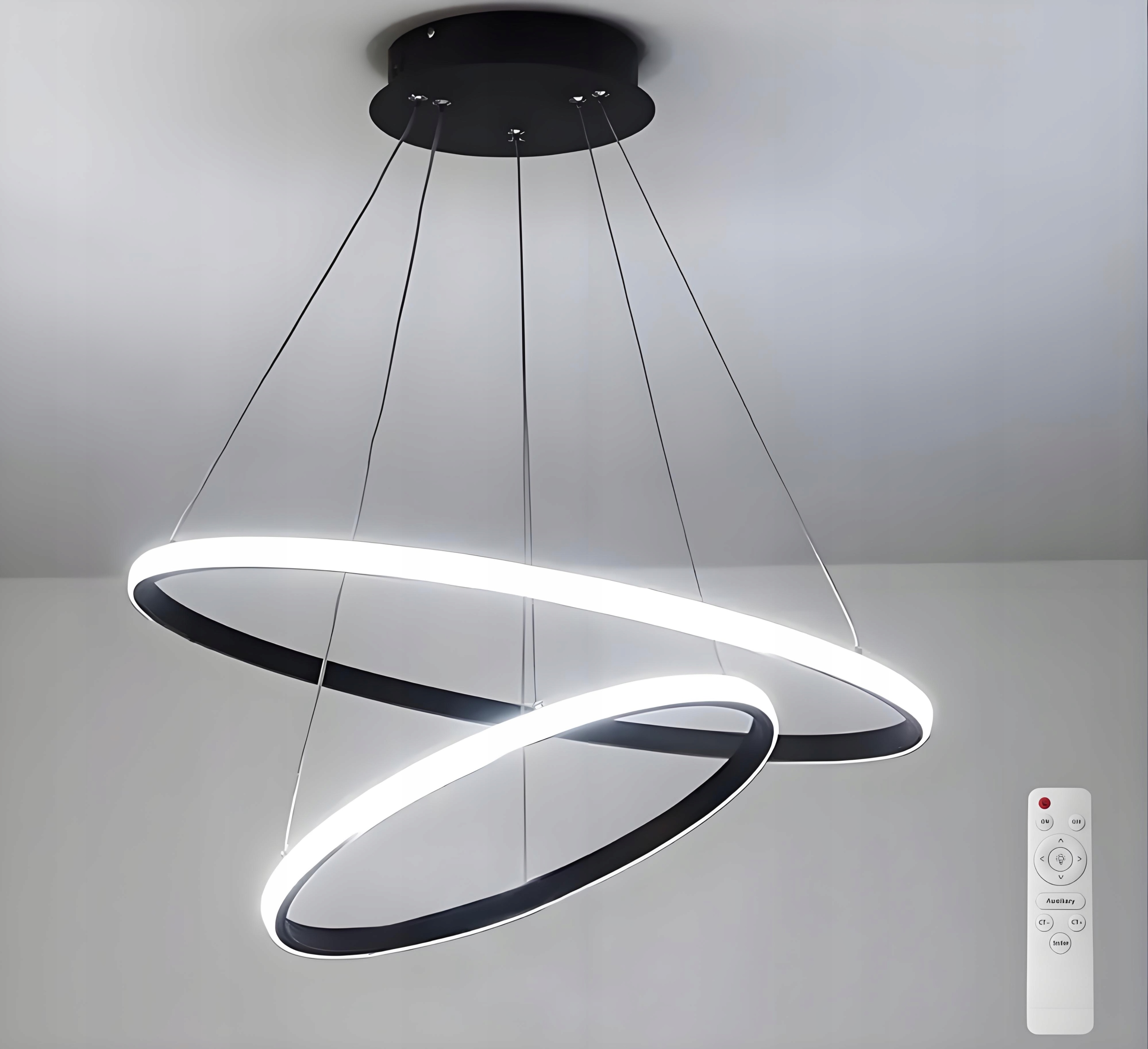 Lampa Wisząca Ringi Czarny 60 40 CM 62W Z Pilot Light
