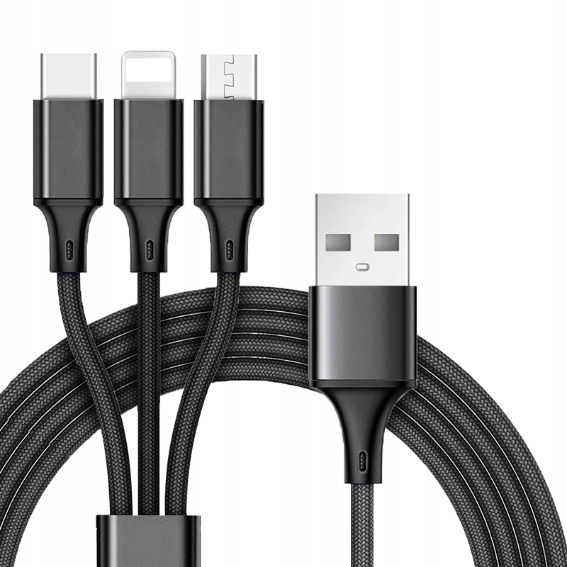 

Kabel Nylonowy 3w1 Do Iphone / Micro Usb / Typ-c