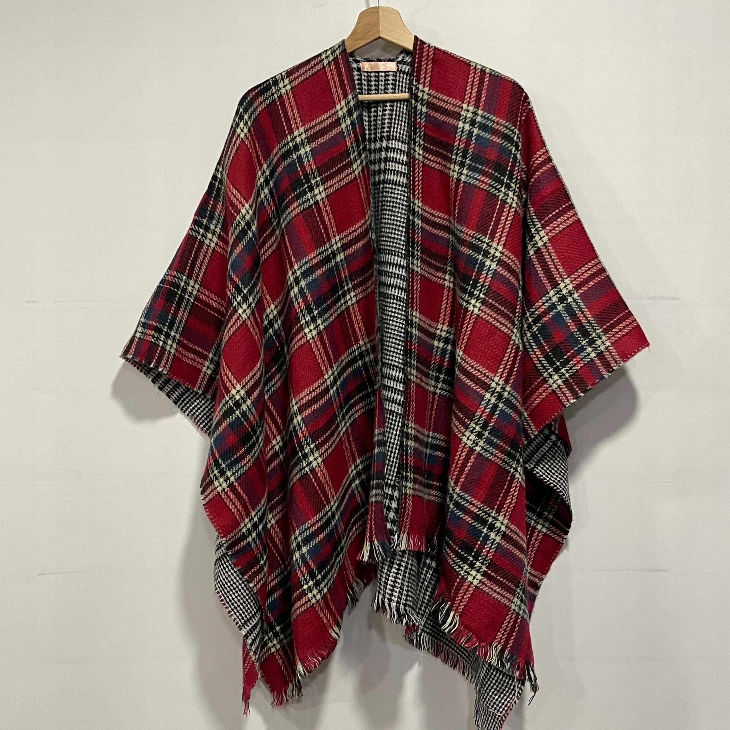 YO & ME PARIS Ponczo Kratka Wełna ONE SIZE