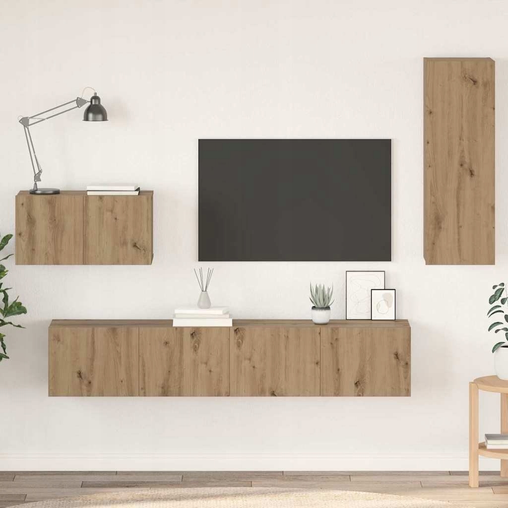 Televizní skříňka na zeď 4 ks dub artisan