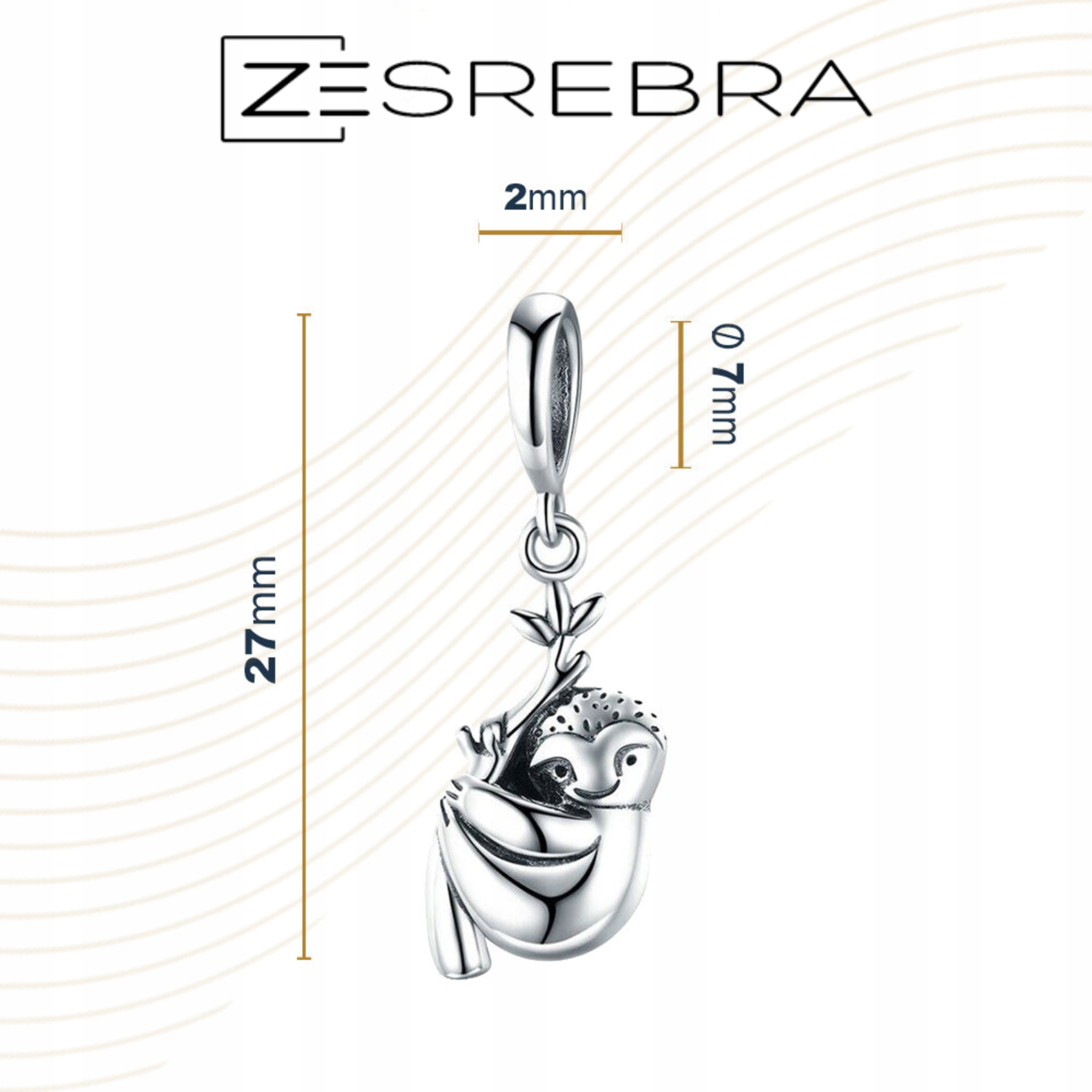 CHARMS srebro 925 LENIWIEC zawieszka koralik beads srebrny prezent Materiał srebro
