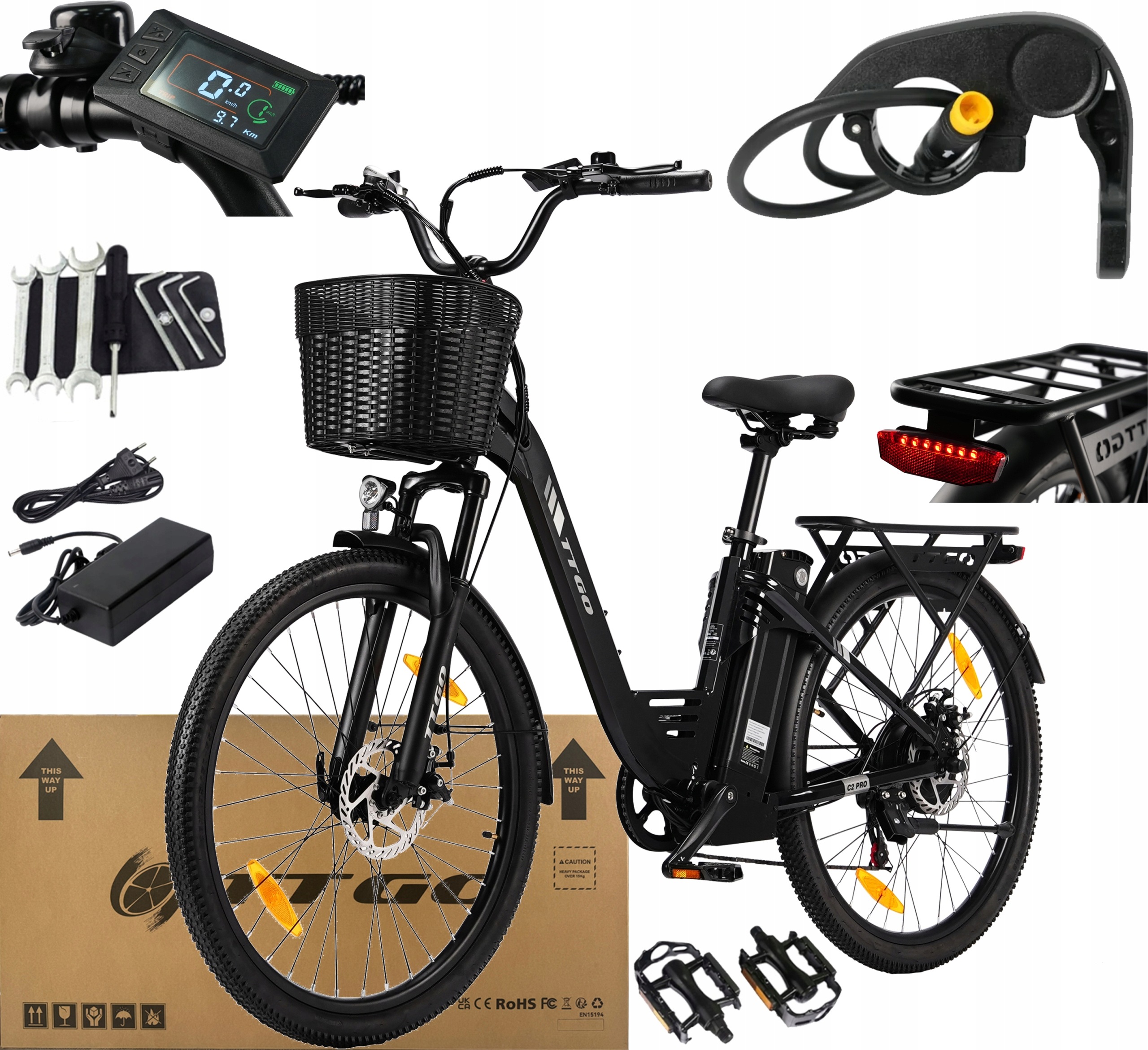 Elektrokolo Ttgo C2 Pro 250W 25KM/H 18AH 120KM palcová klapka