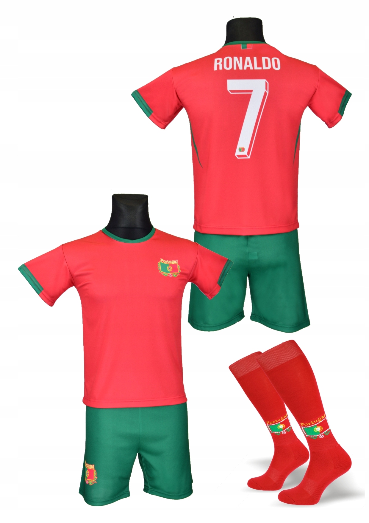 RONALDO strój piłkarski + getry PORTUGALIA r. 134 Kod producenta POR7kss134/22