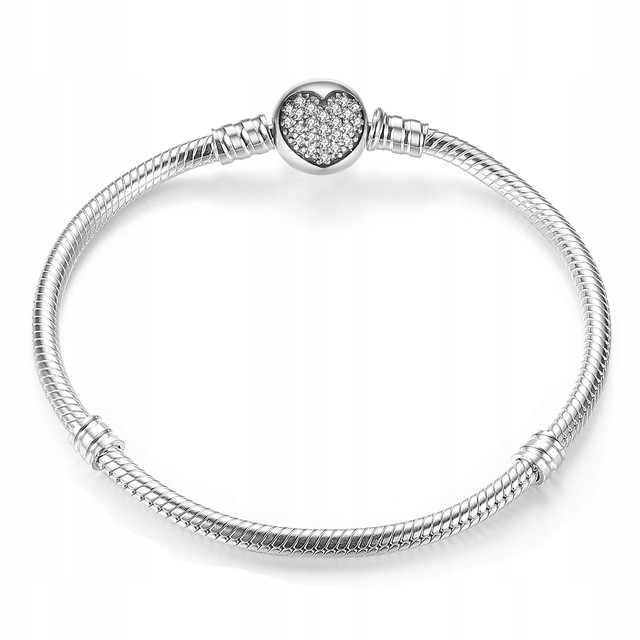 Stříbrný dámský náramek Ornamo Srdce Zirkon bílý 19 cm Stříbro pr.925
