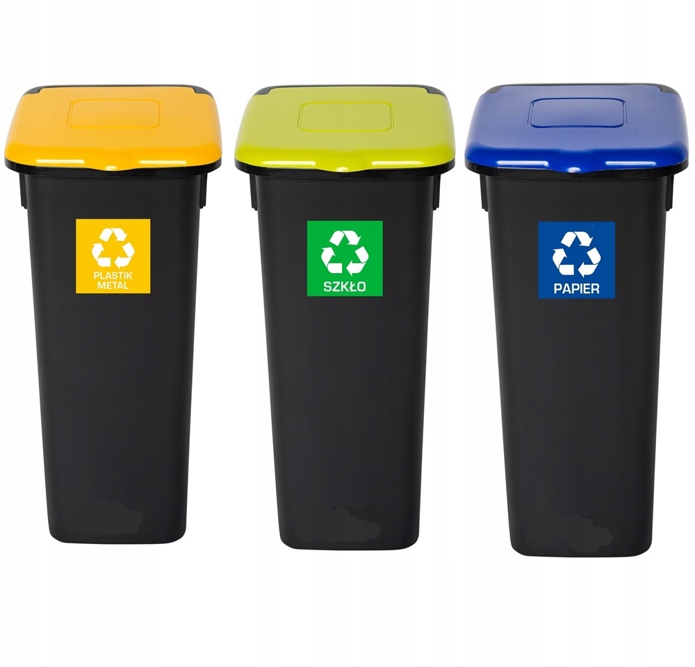 Zestaw Pojemniki Kosze Flap Bin 3x75 L Plastik Szkło Papier