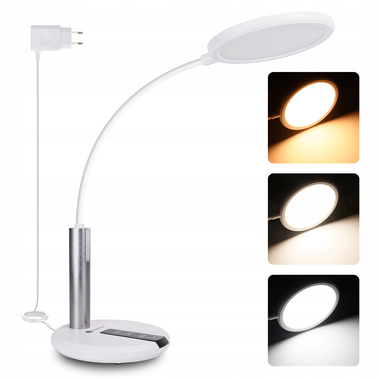 Lampka Biurkowa Led Szkolna Ochrona oczu nastawny Lampka 2w1 Biały Aigostar